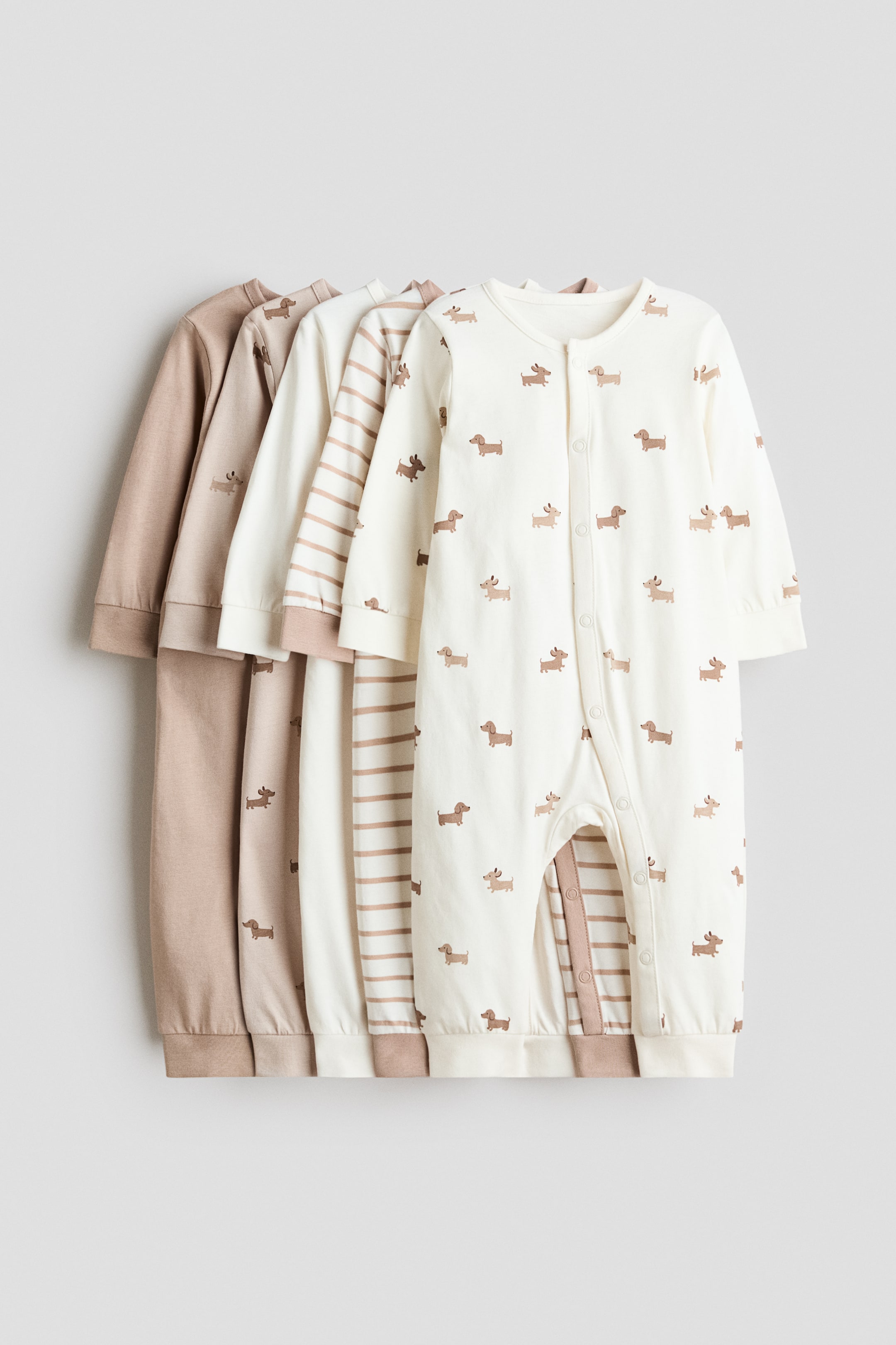View larger image: 5-pack cotton sleepsuits - Beige/Dogs - Kids | H&M 1