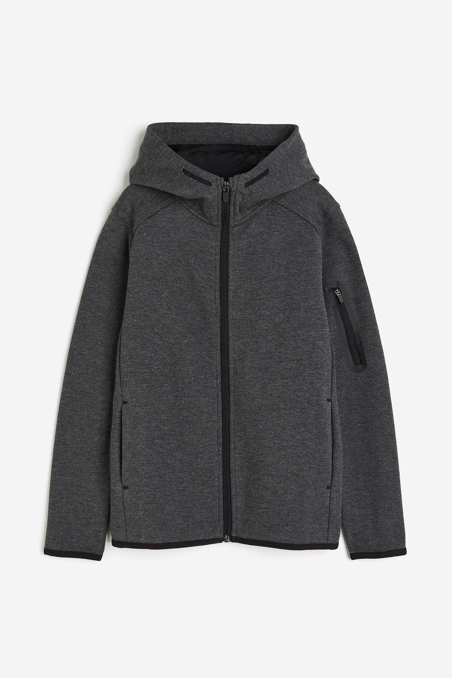 Zip Up Activewear Hoodie - Dark grey marle/Black/Light grey marle/Light khaki green - 1