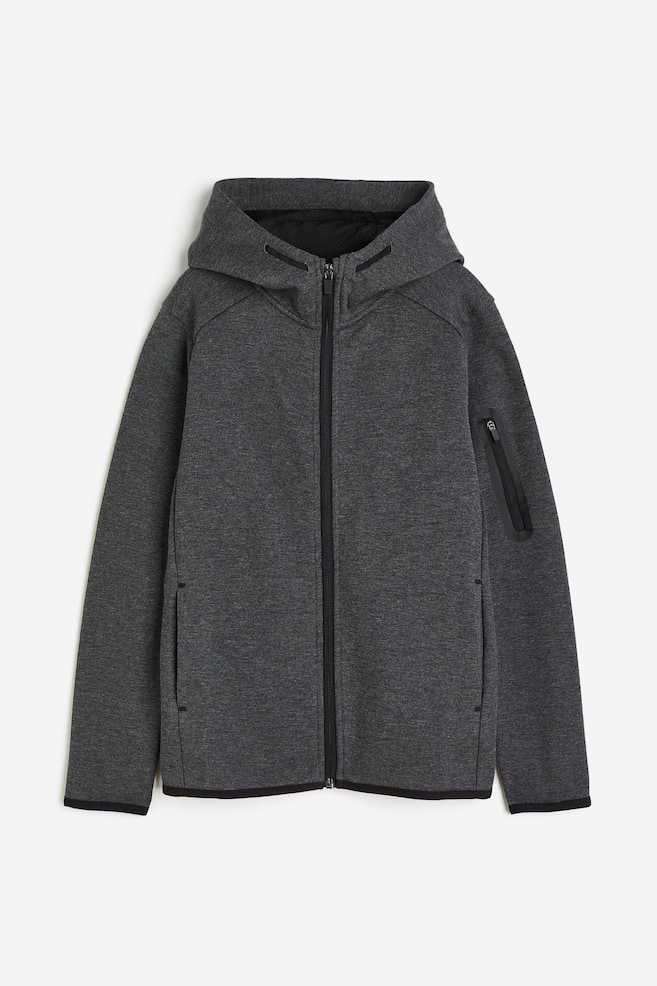 DryMove™ Zip-through hoodie - Dark grey marl/Light khaki green - 2