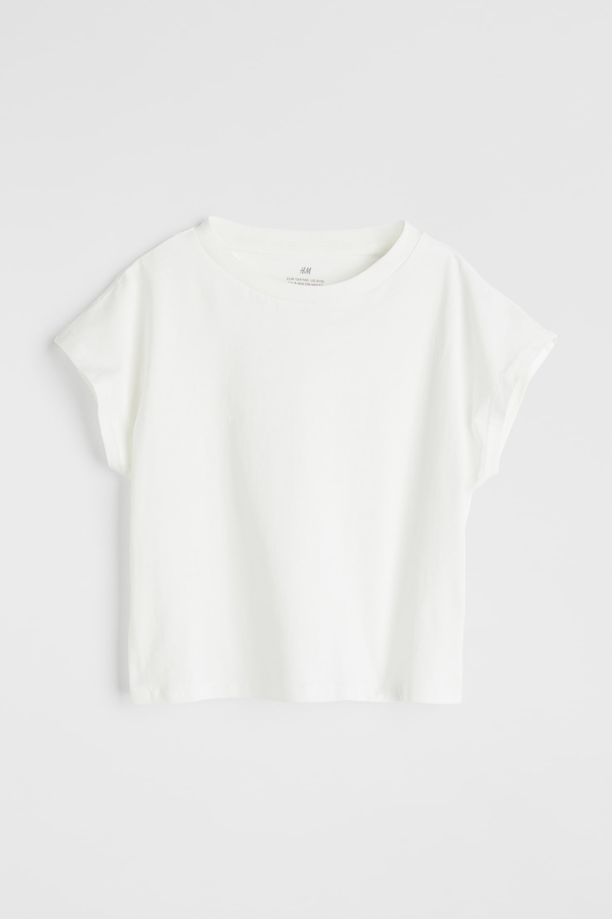 Cotton Jersey Top - Short sleeve - Crop - White - Kids | H&M US