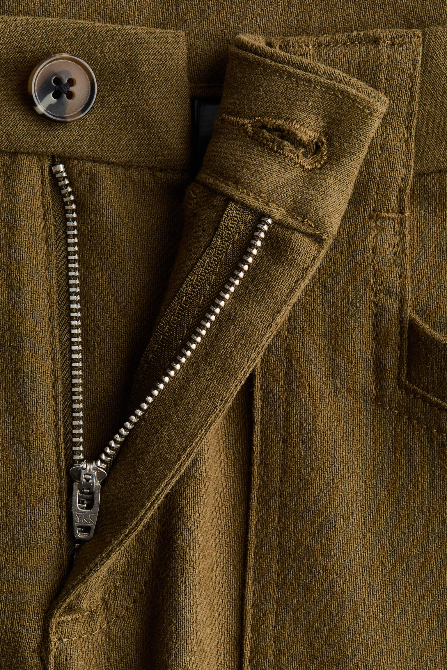 Широкі саржеві штани - Зелений хакі/Бежевий/Чорний - 6