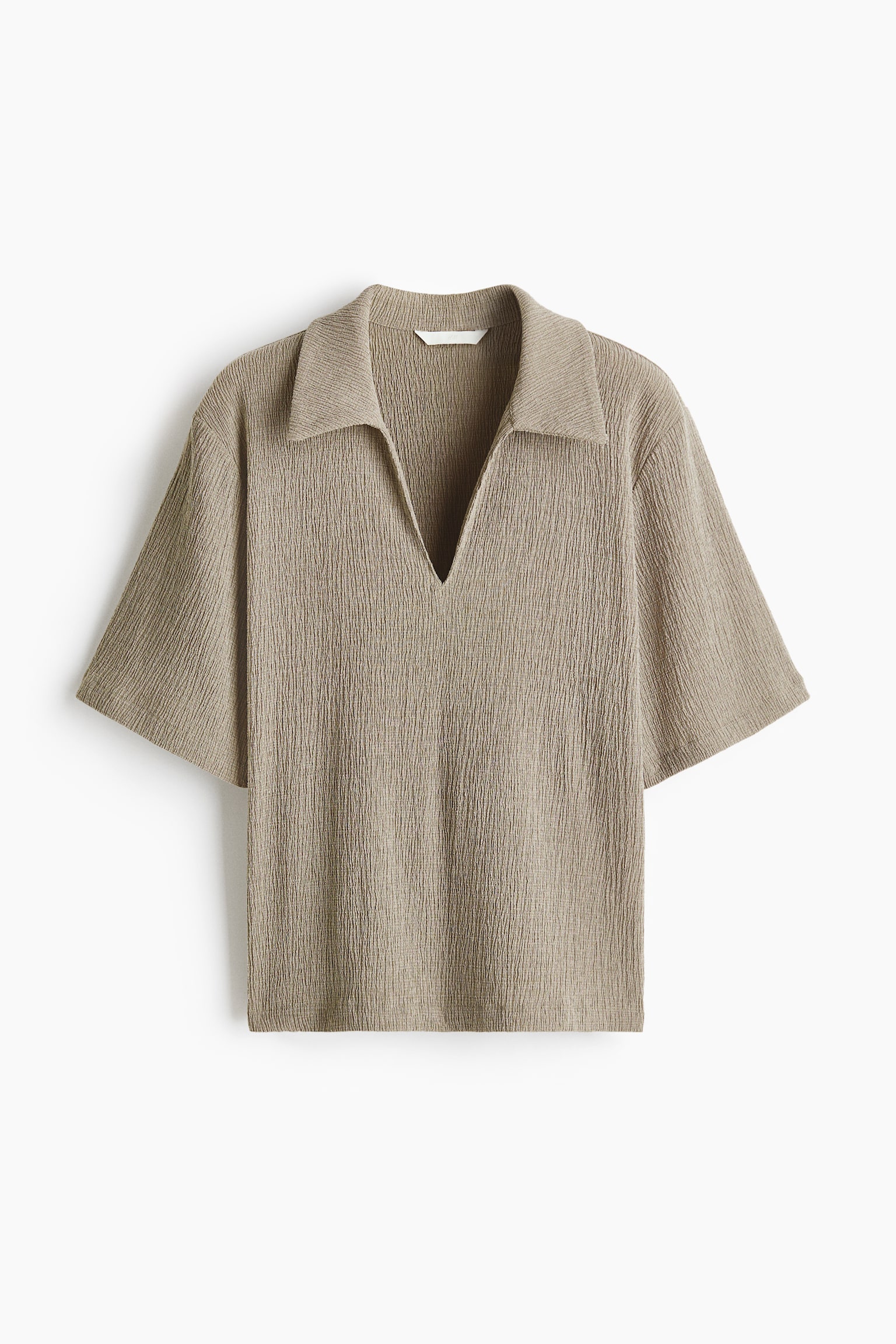 Crinkled polo shirt - Dusty green/Dark brown/Light turquoise - 1