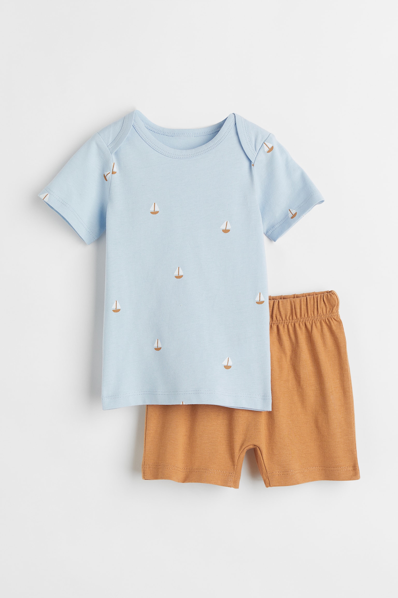 2-piece cotton set - Light blue/Sailing boats