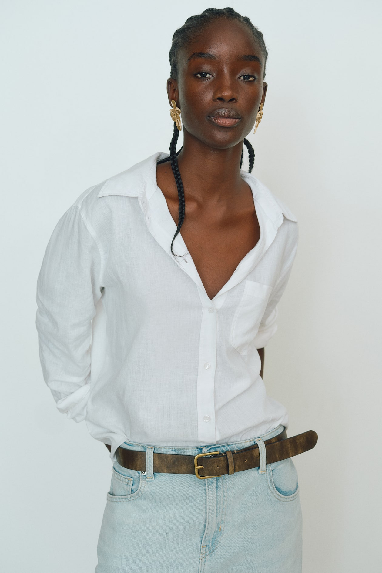 Camisa en mezcla de lino Blanco MUJER H&M ES