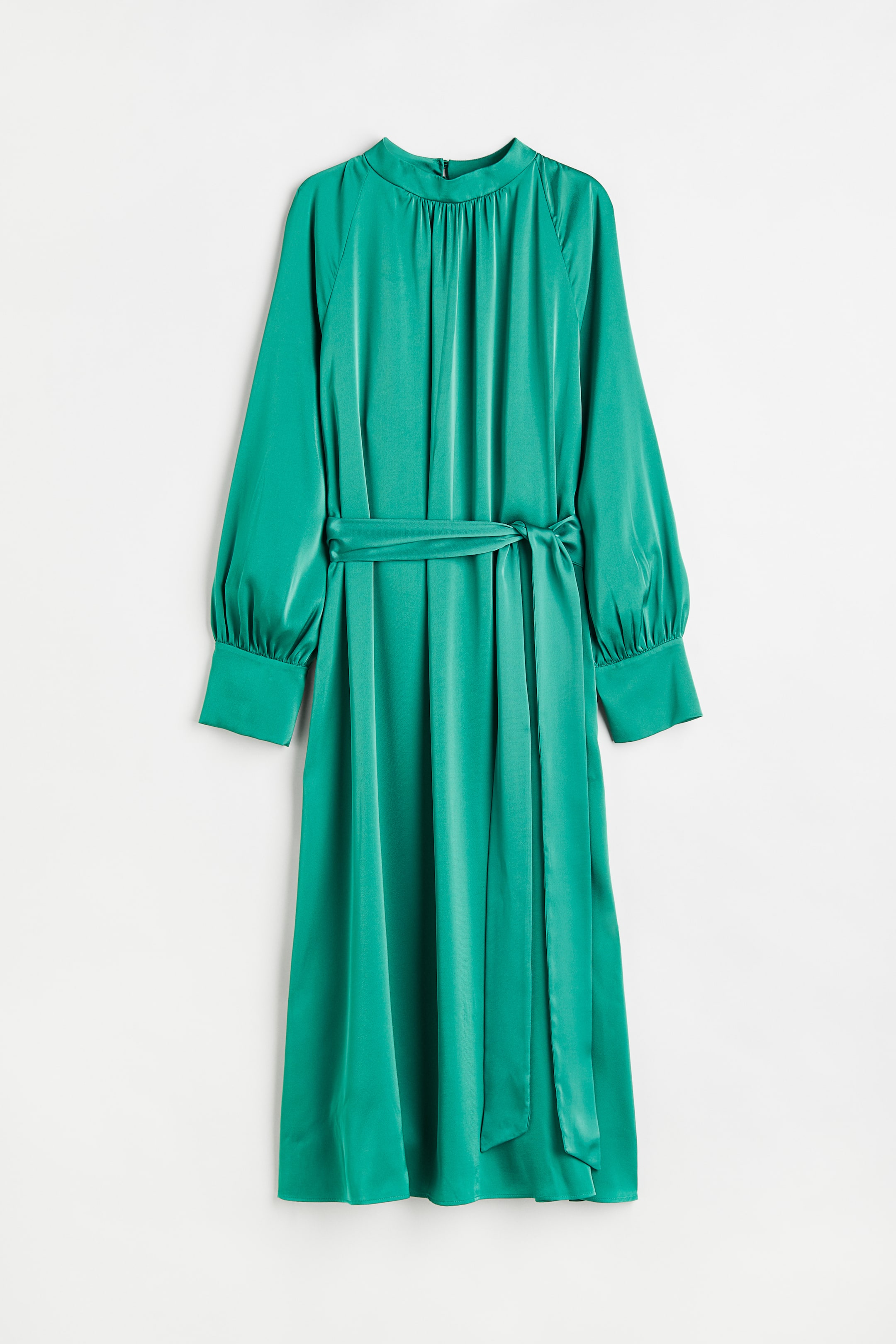 Vestido Turquesa H&m Vestido De Satín Con Cinturón