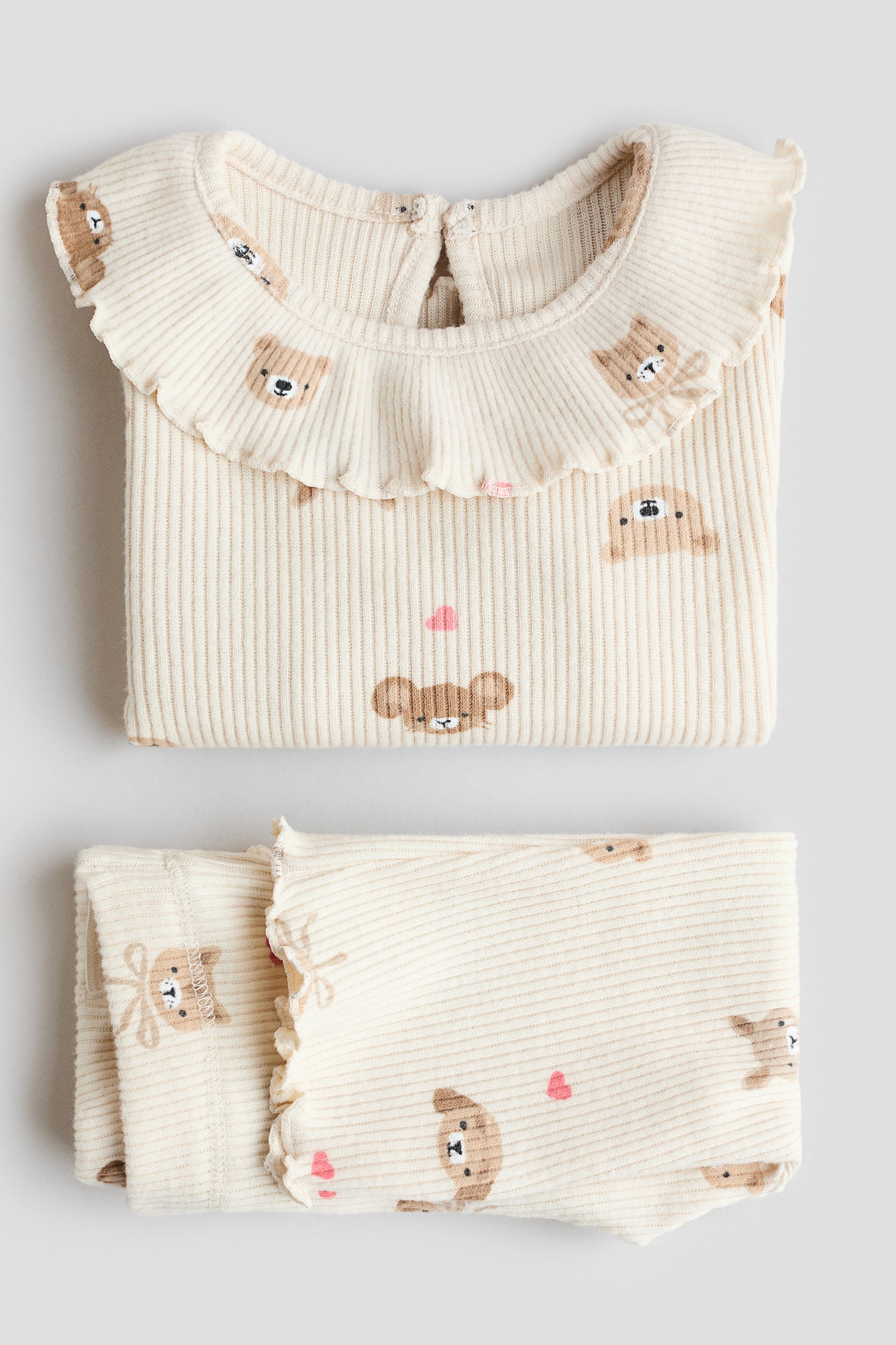 2-piece printed set - Light beige/Animals/Beige/Teddy bears - 3