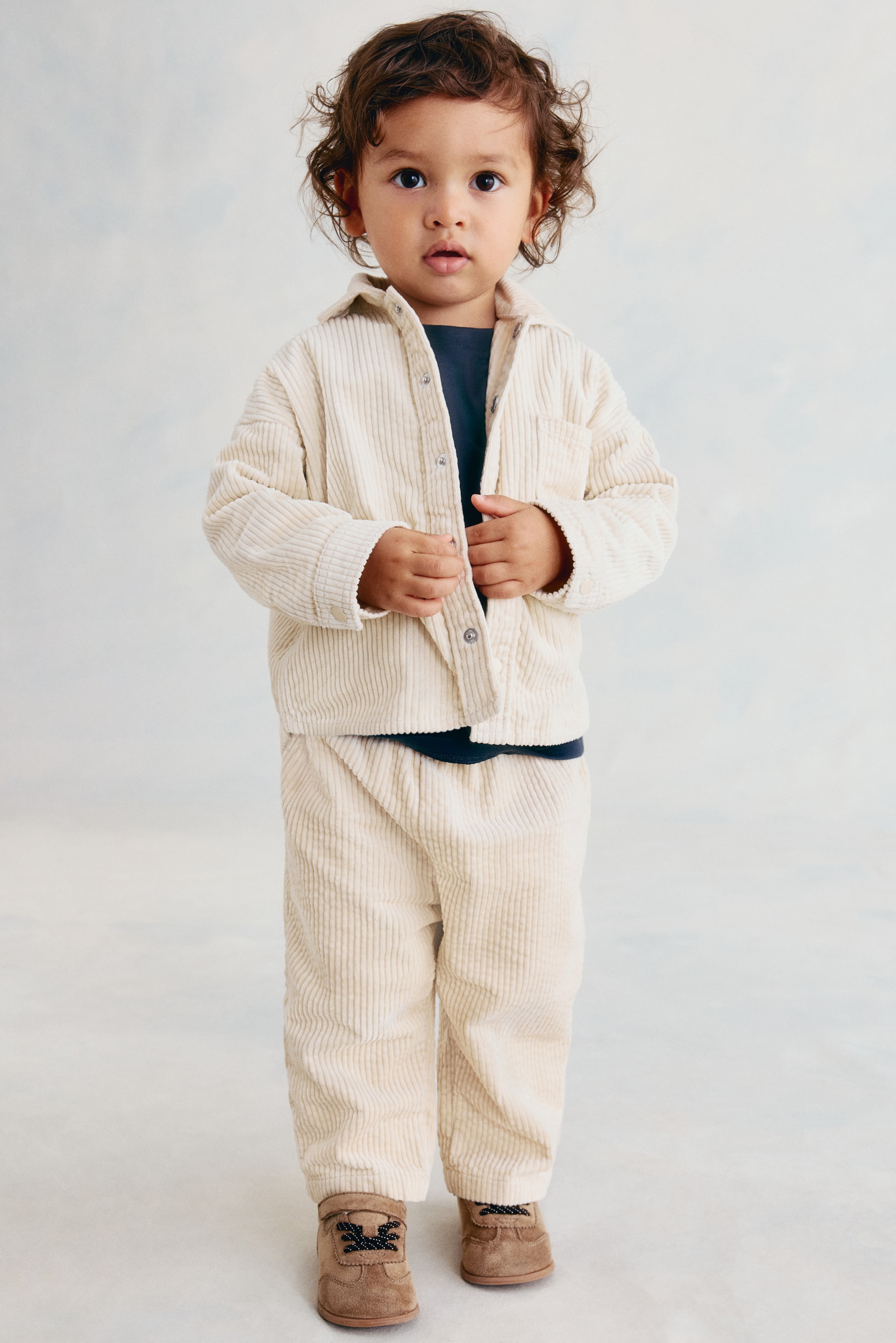 查看大圖: 棉質絨布長褲 - 淺米色 - Kids | H&M 1