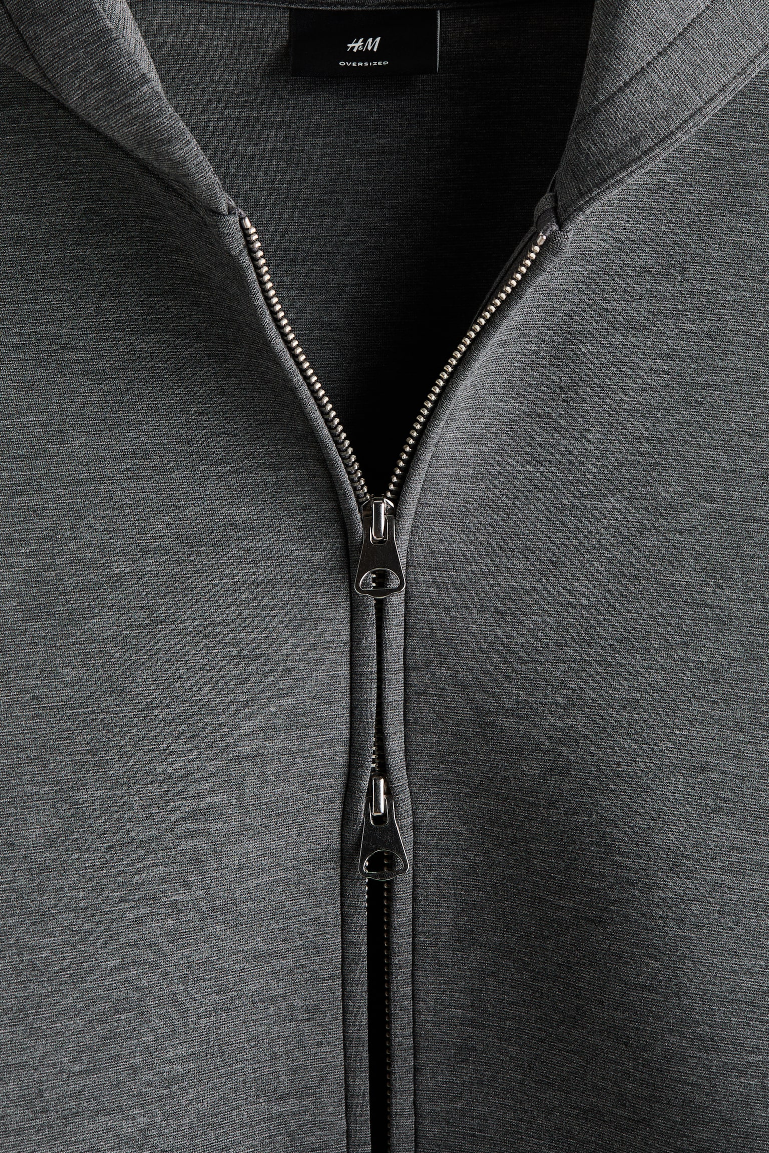 Мужская куртка H&M Oversized Scuba Hooded, цвет: Тёмный серый меланжевый — фото 7