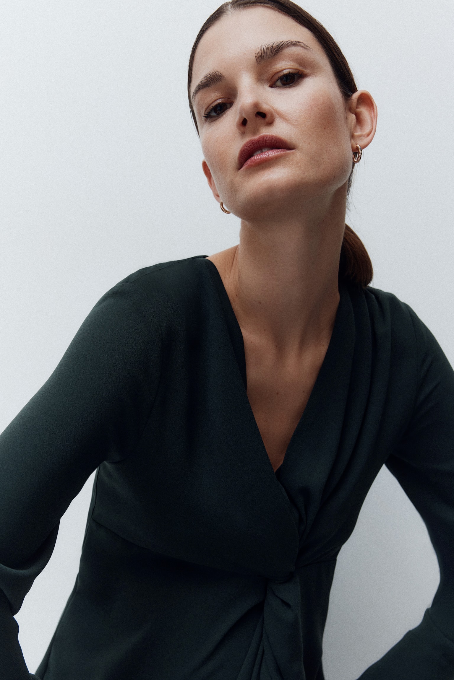 MAMA Draped dress - Dark green/Red - 5