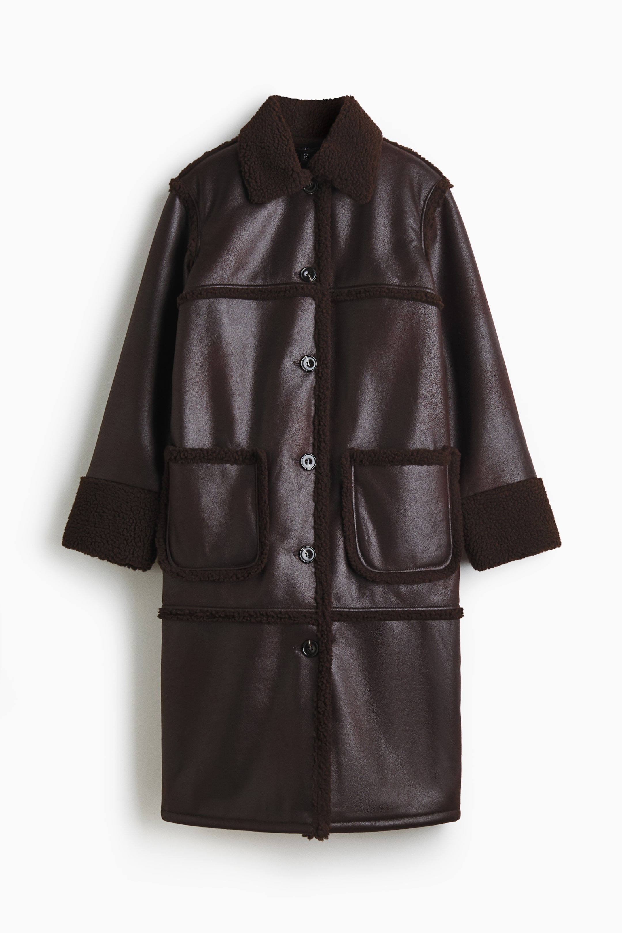 Zobrazit větší obrázek: Double-faced coat - Tmavě hnědá - ŽENY | H&M CZ 6