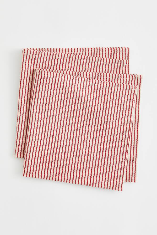 2-pack linen-blend napkins - Red/Striped/Light beige/Striped - 2