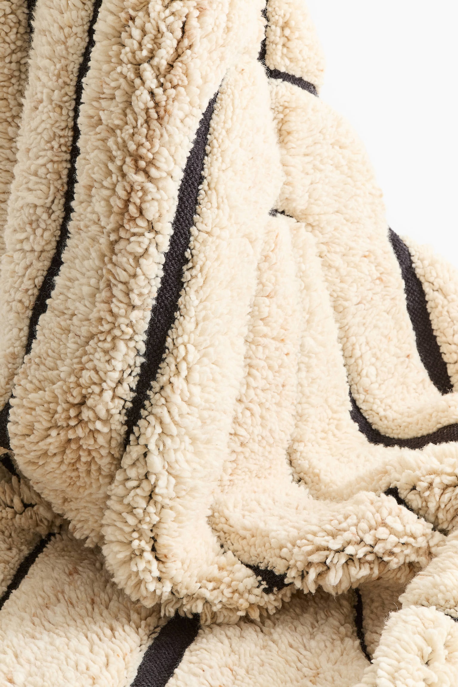 Μεγάλο χαλί από σύμμεικτο μαλλί με κρόσσια - Light beige/Patterned - 4