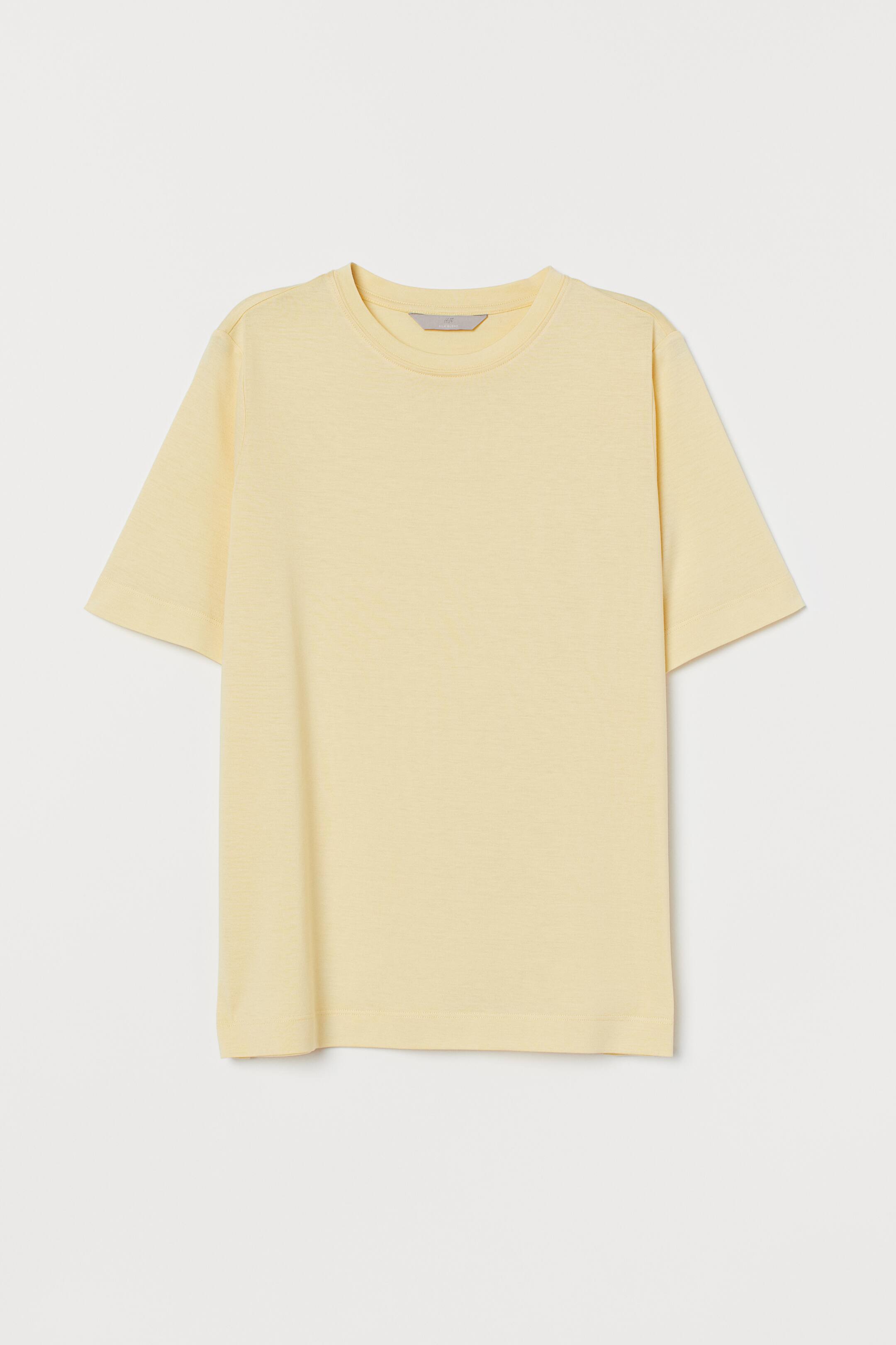 View larger image: Silk-blend T-shirt - Light yellow - Ladies | H&M 1