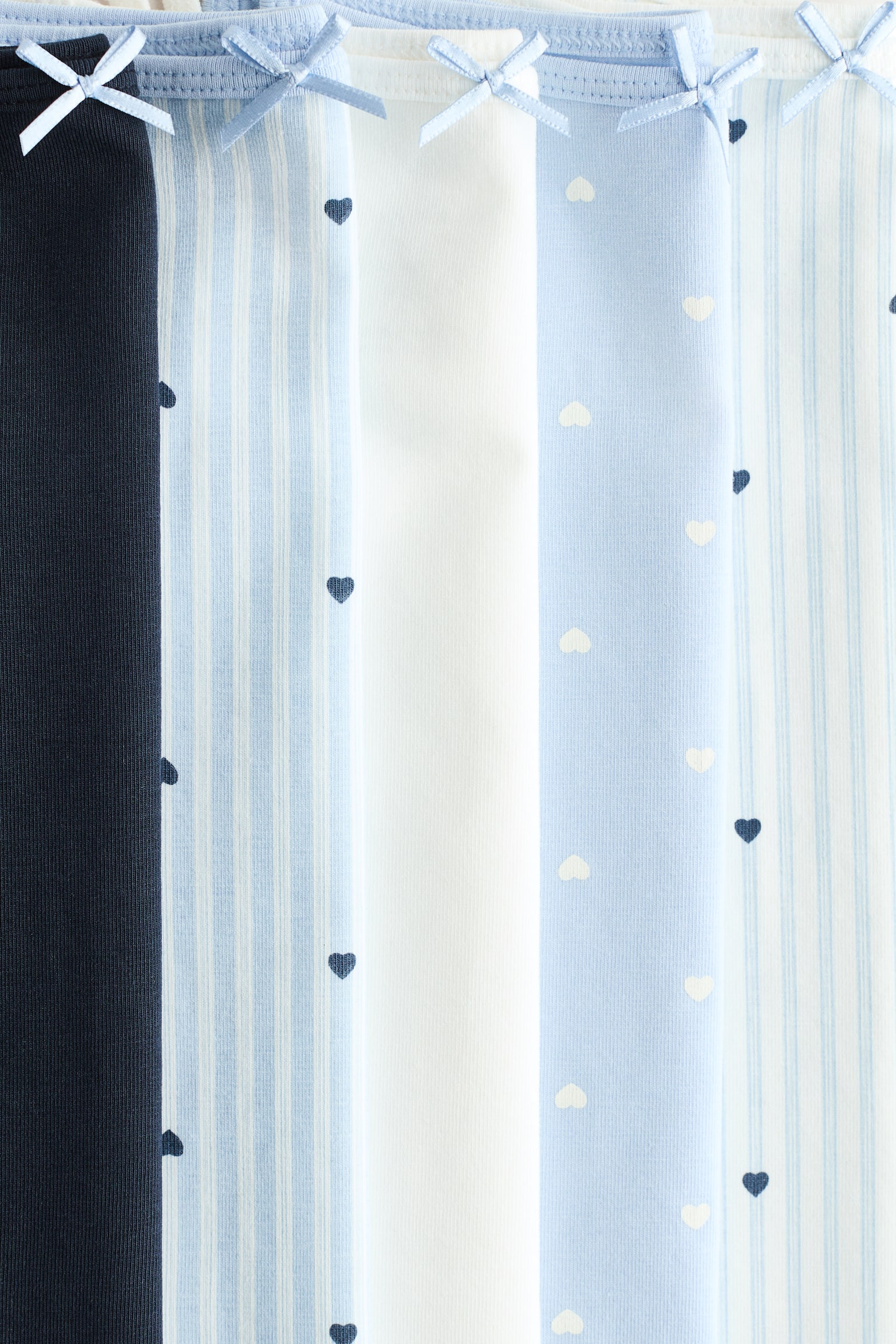 Комплект от 5 броя потници от трико - Светлосин/Сърца/Розов/Бял/Пепел от рози/Светлорозов/Светложълт/Розов/Виолетов/Розов/Бял/Светлорозов/Панделки - 2