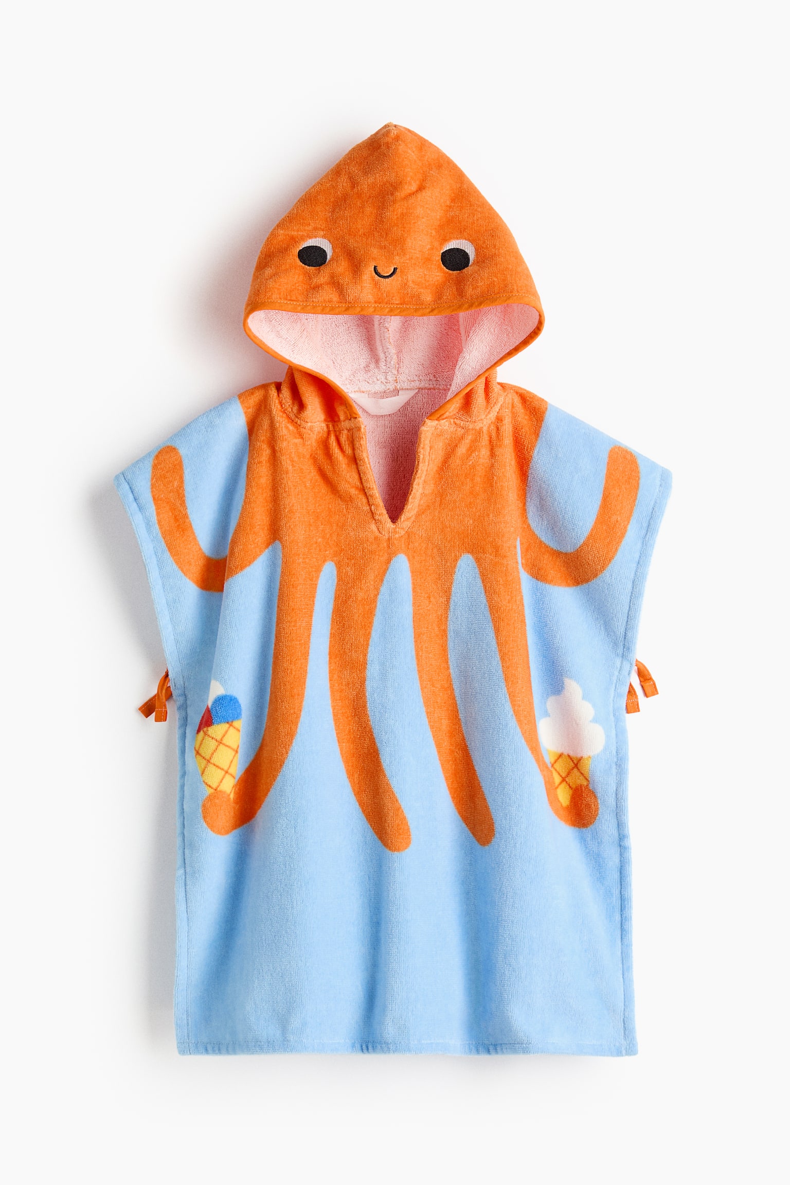 Toalla tipo capa para bebé - Azul claro/Pulpo/Blanco/Pelícano/Rosa claro/Flor/Rojo/Fresa