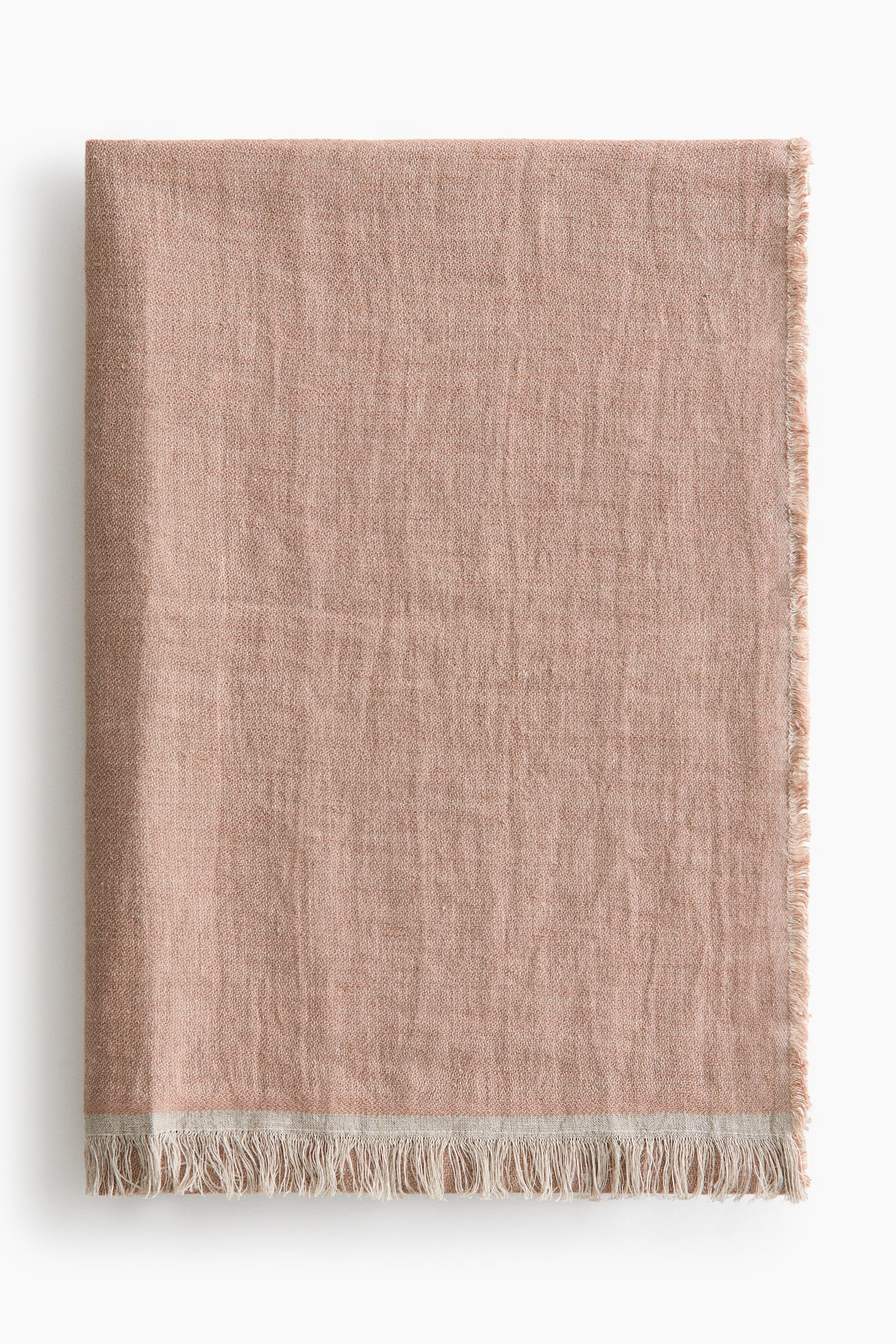 Two-Tone Linen Throw - Dusty pink/Beige