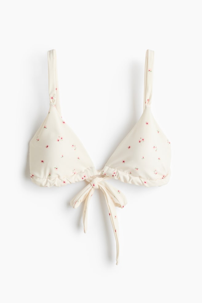 Padded Triangle Bikini Top - White/floral - 1