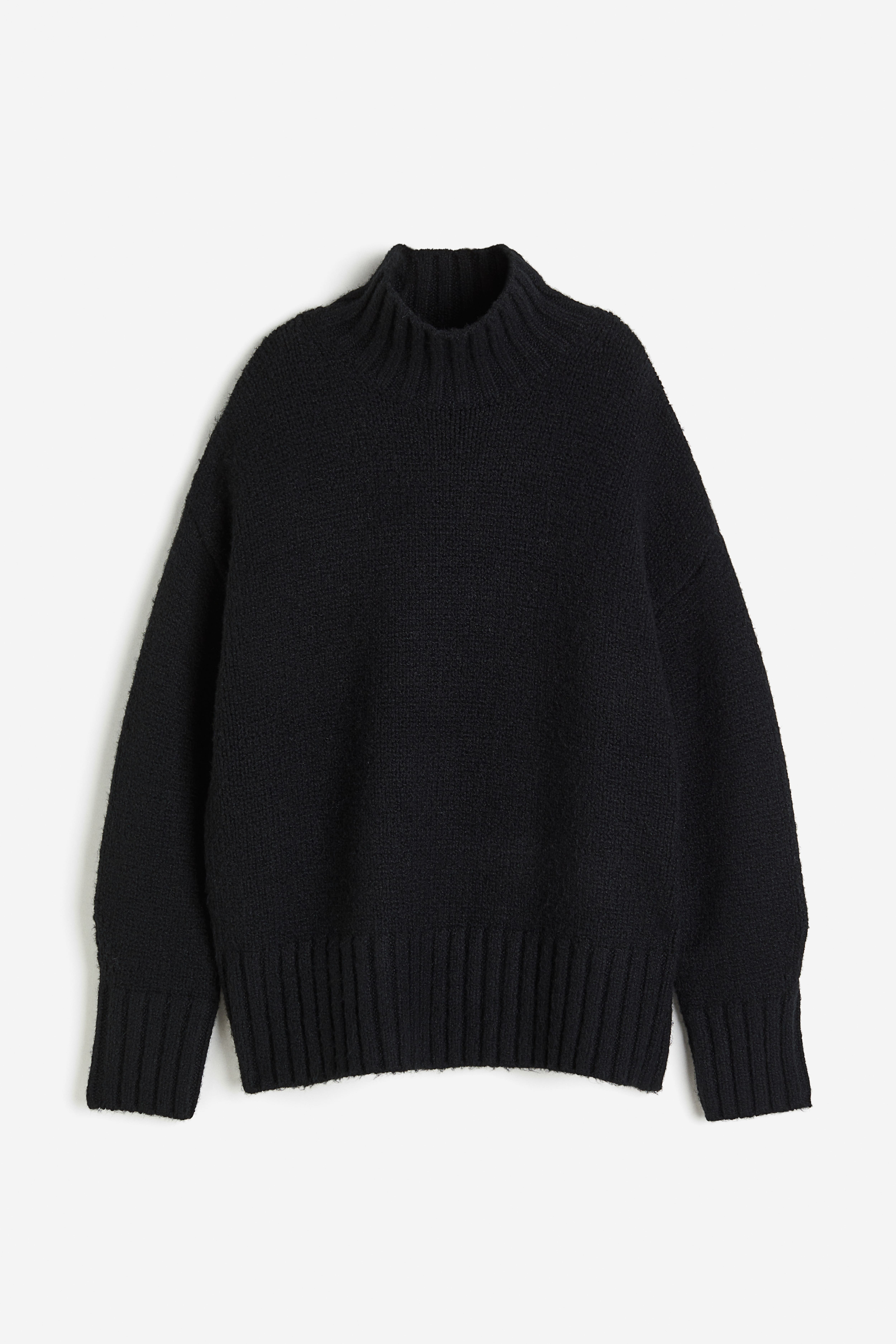 Oversized Mock turtleneck Sweater Black Ladies H M CA