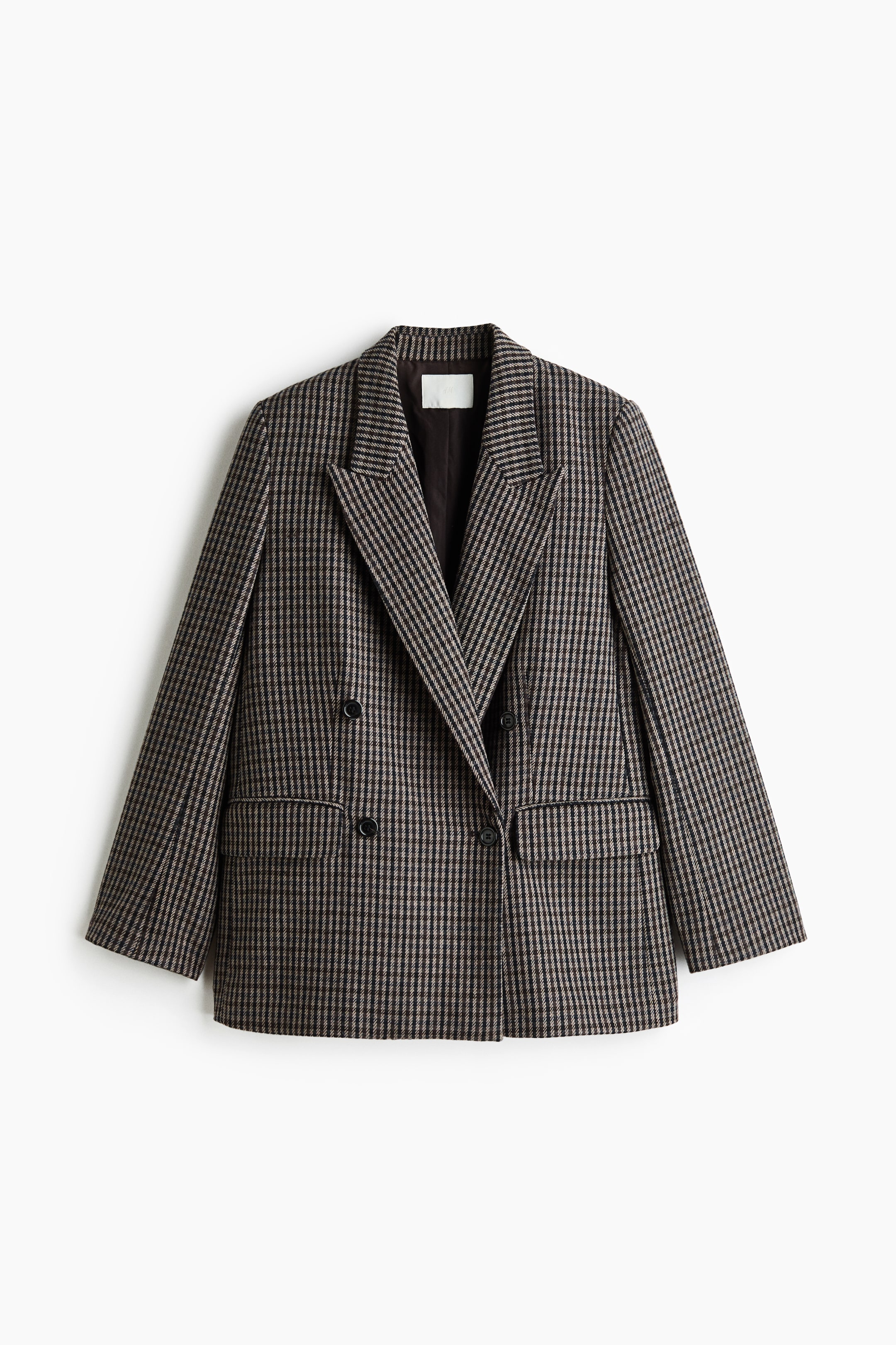 이미지 확대 보기: 더블 브레스티드 재킷 - 라이트 베이지/체크 - 여성 | H&M KR 1
