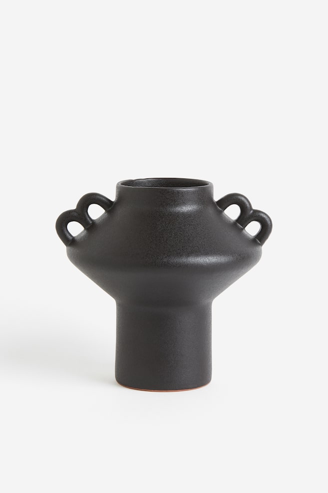 Lille vase i terrakotta - Mørkegrå/Hvid - 1
