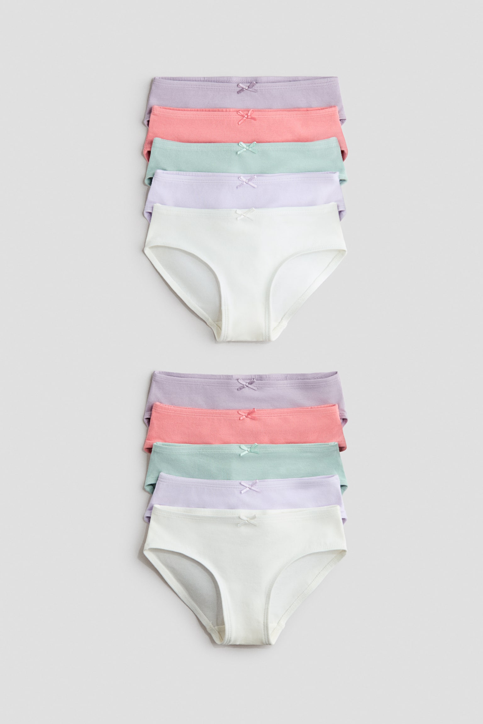 Lot de 10 culottes en coton - Lilas/rose/Jaune clair/rose clair/Rose clair/noir/blanc/Rose clair/blanc/Blanc/rose/gris clair chiné - 1