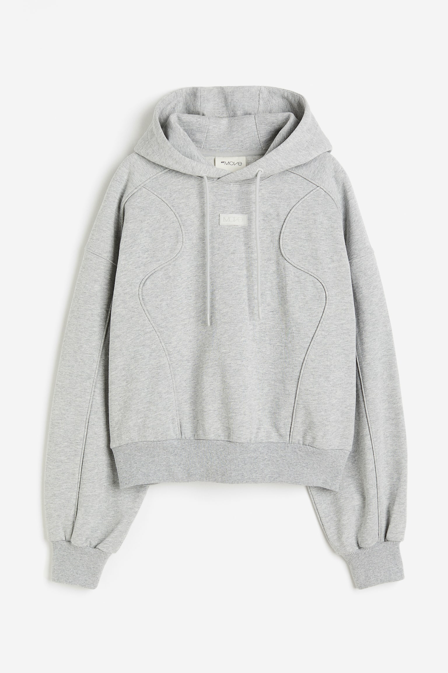 Piping Detail Activewear Hoodie In DryMove™ - Light grey marle/Cream/Black - 1