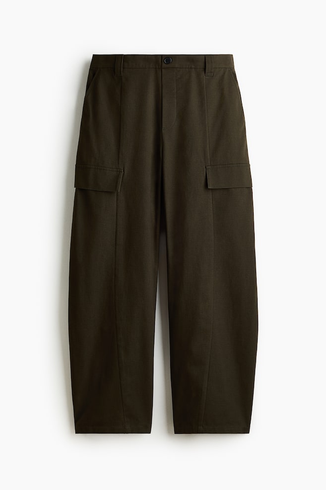 Barrel-Leg Cargo Pants - Dark khaki green/Black - 1
