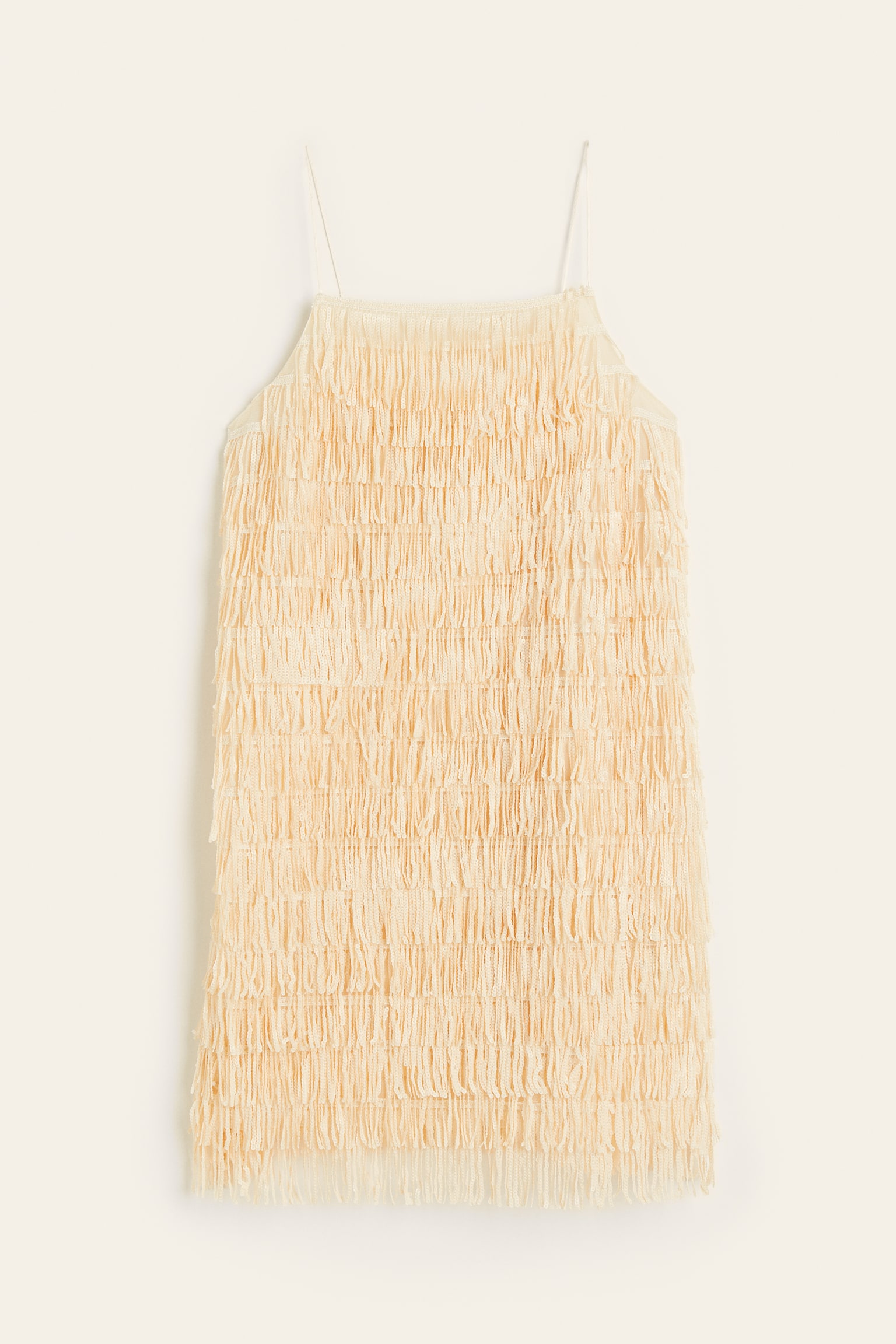 Sequin Fringe Dress - Light beige - 1