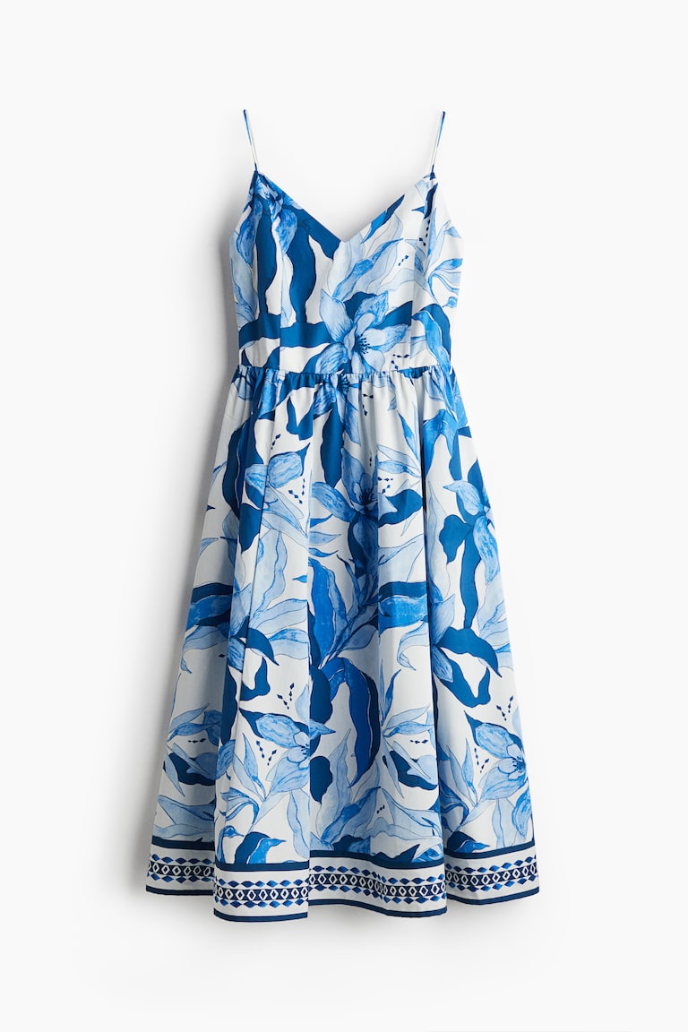 Women's White/blue patterned Slip Dress | H&M US