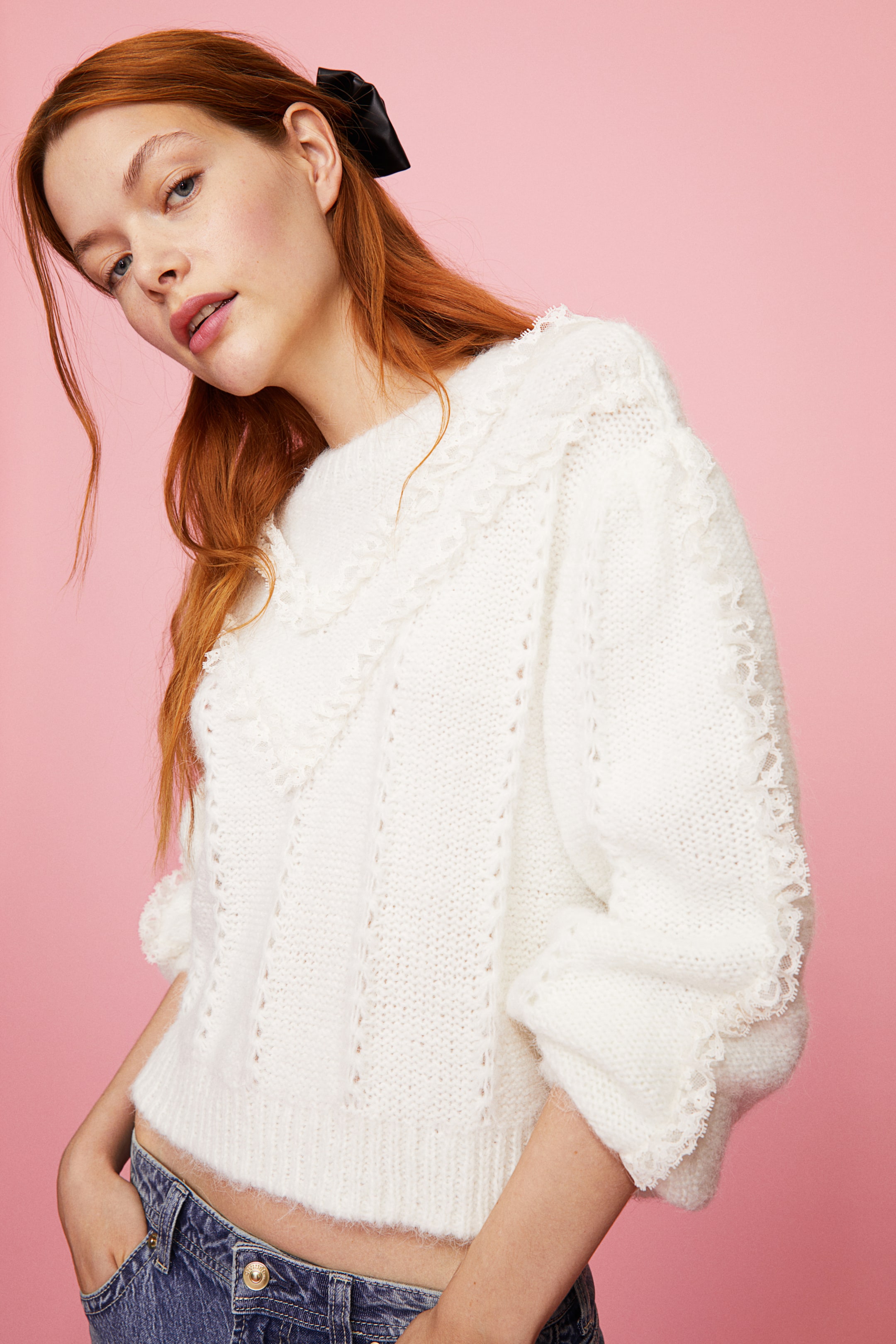 Lace-trimmed Sweater