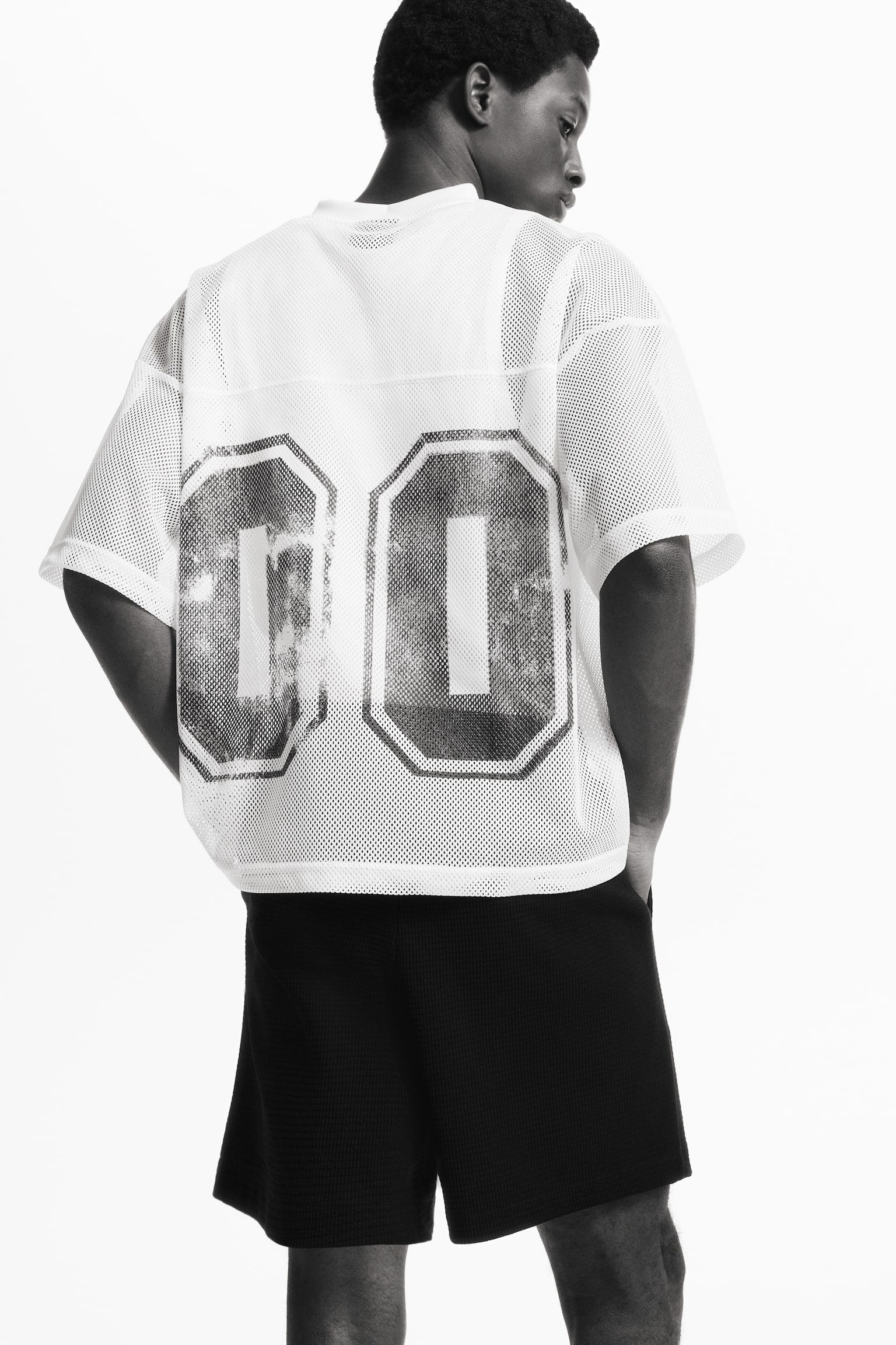 Textured Jersey Shorts - Black/White - 6