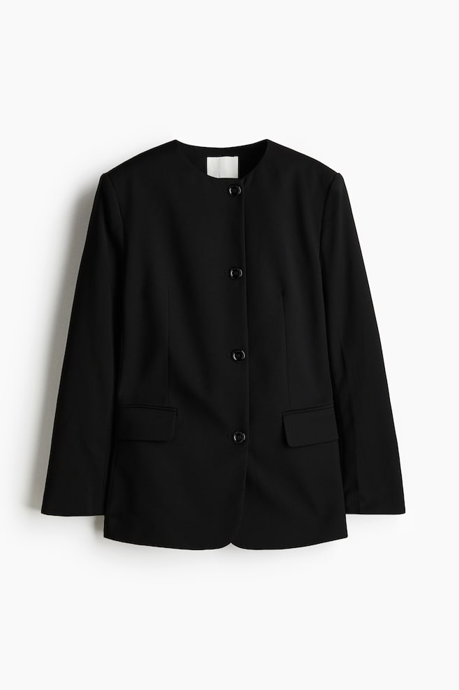 Collarless blazer - Black - 1