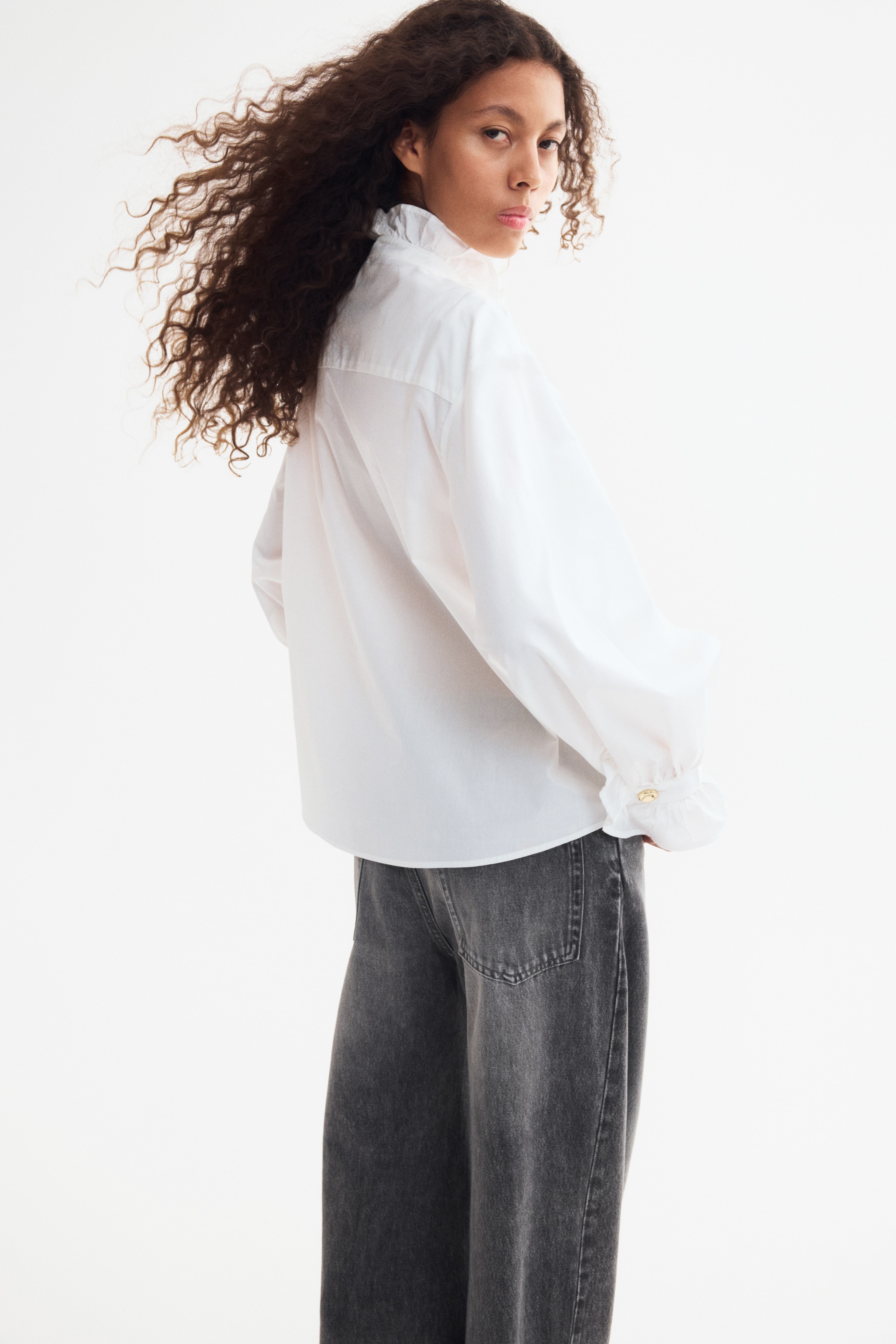 Ruffle-Trimmed Cotton Blouse thumbnail 4