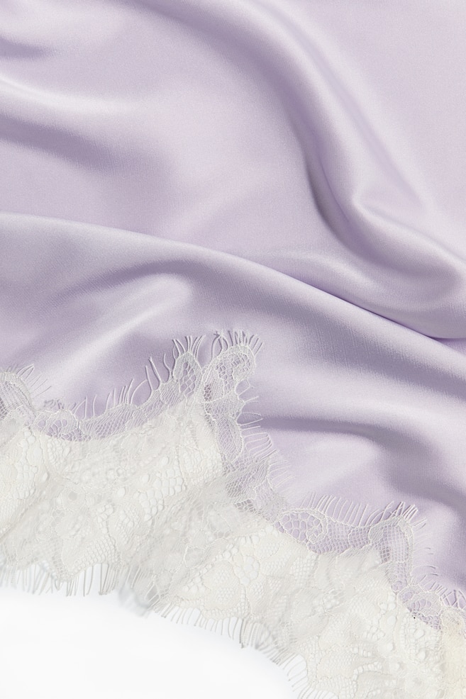 Lace-Trimmed Triangle Scarf - Light purple/Light beige/striped - 3