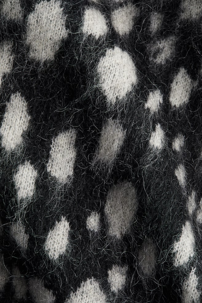 Jersey en mezcla de mohair con cuello perkins-Negro/Moteado - 3