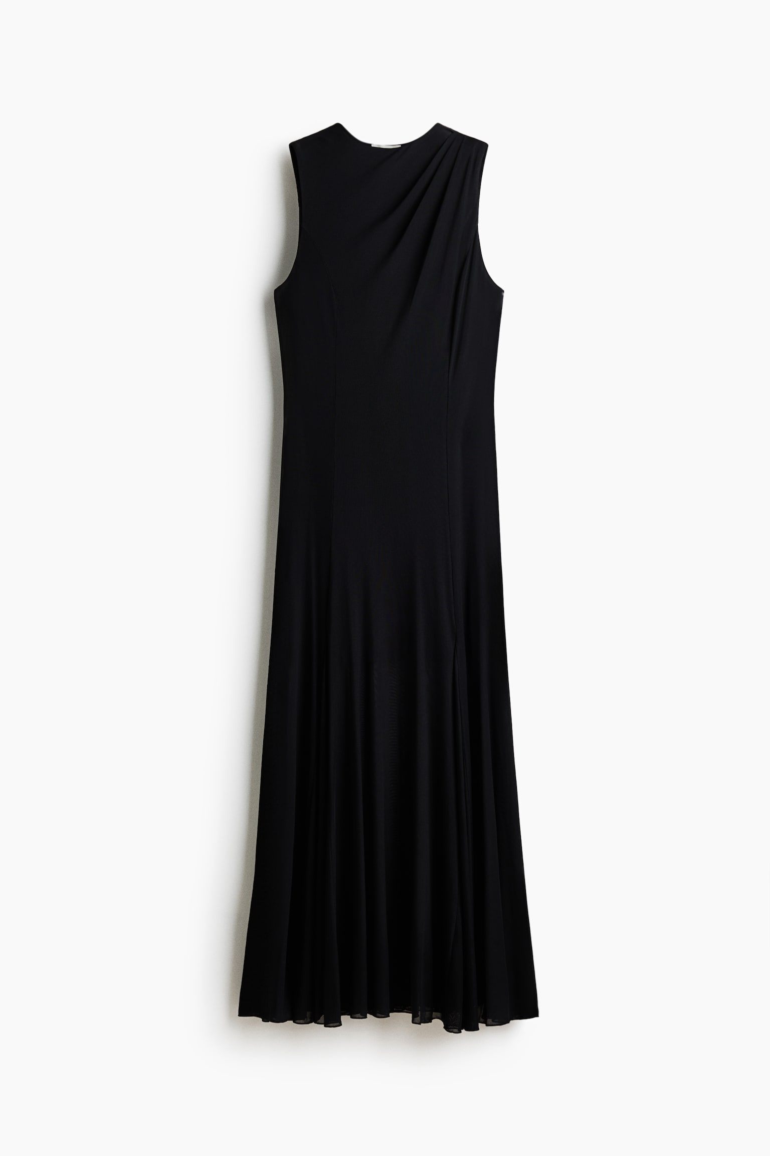 Flared Mesh Dress - Black - 1