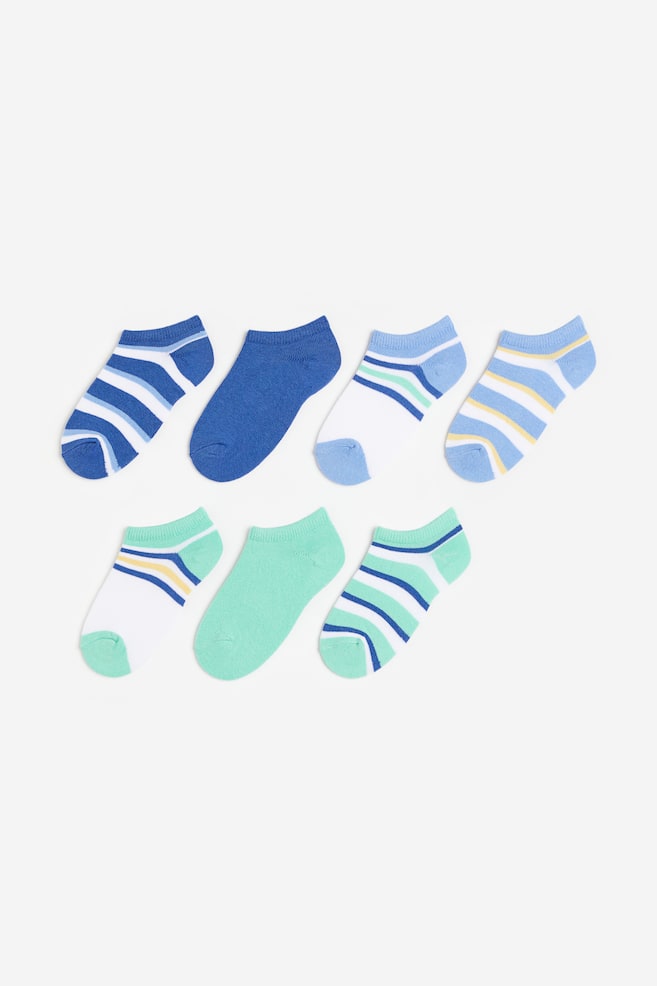7-pack trainer socks - Blue/Light turquoise/Navy blue/Anchors/Light grey/Days of the week/Blue/Striped - 1
