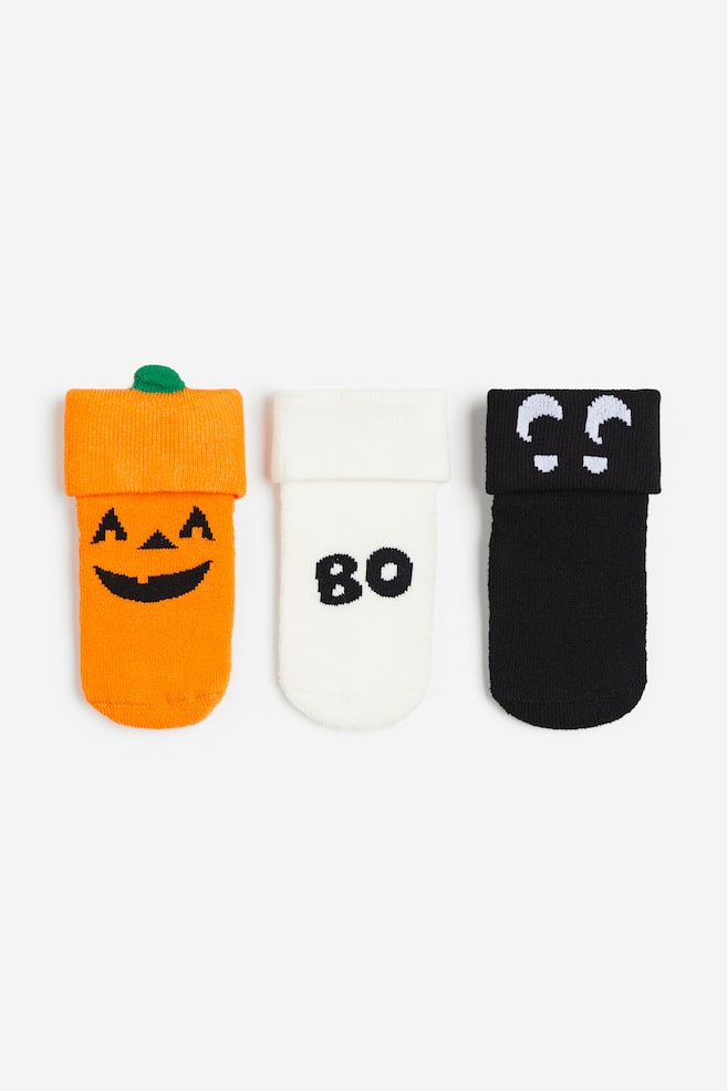 3-pack terry socks - Orange/Pumpkin - 1