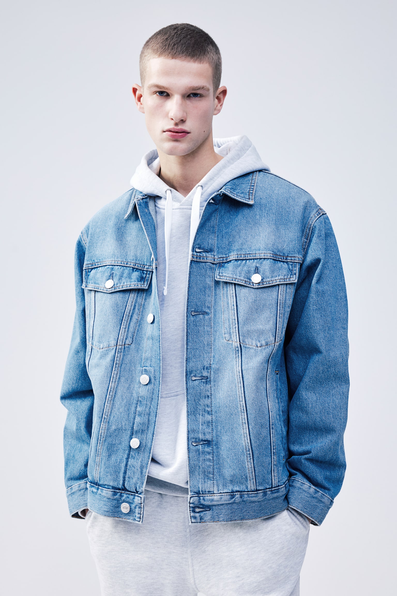 Relaxed Fit Denim jacket - Denim blue/Dark denim grey - 1