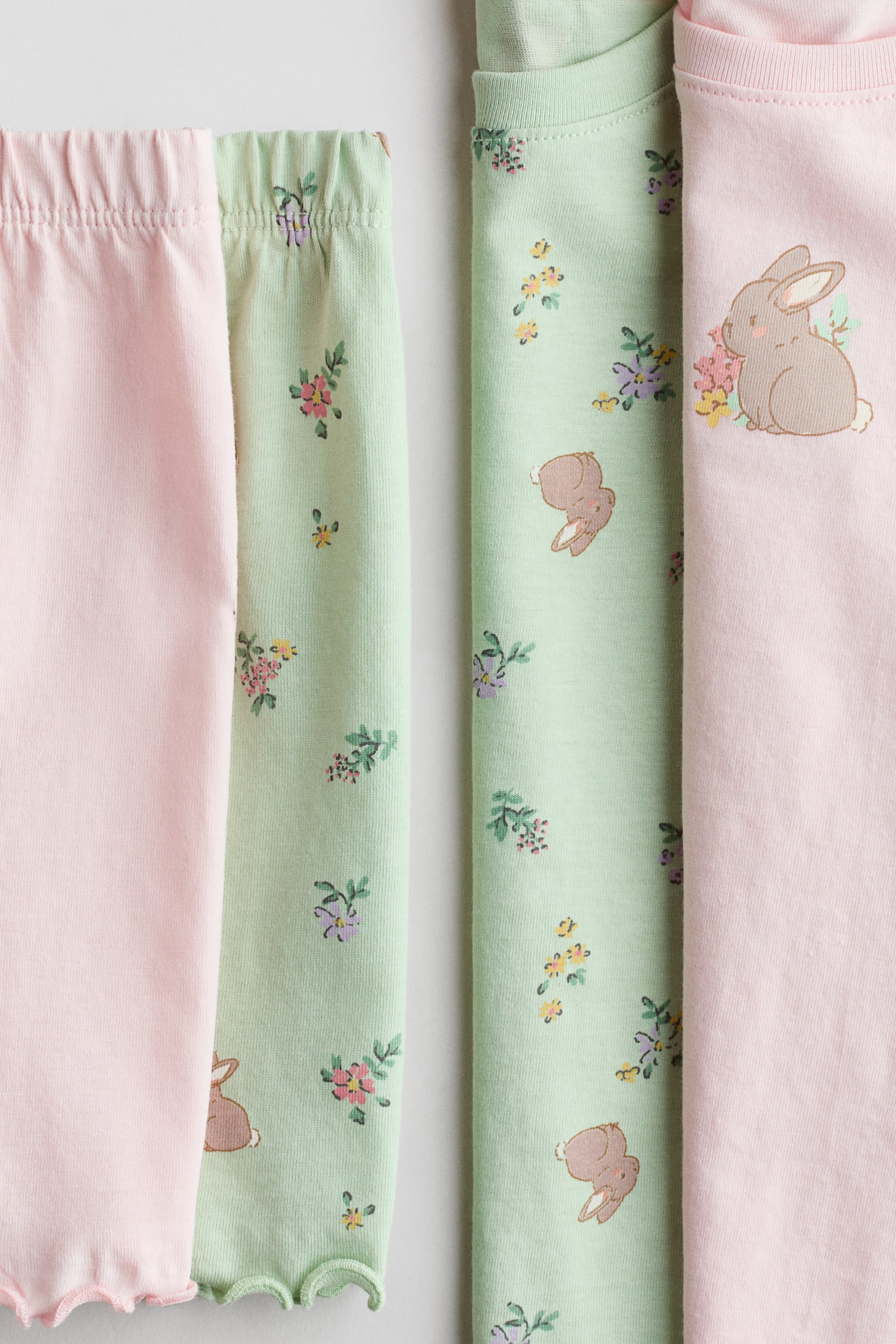 2-pack cotton pyjamas - Light pink/Bunny/Light dusty pink/Floral - 2
