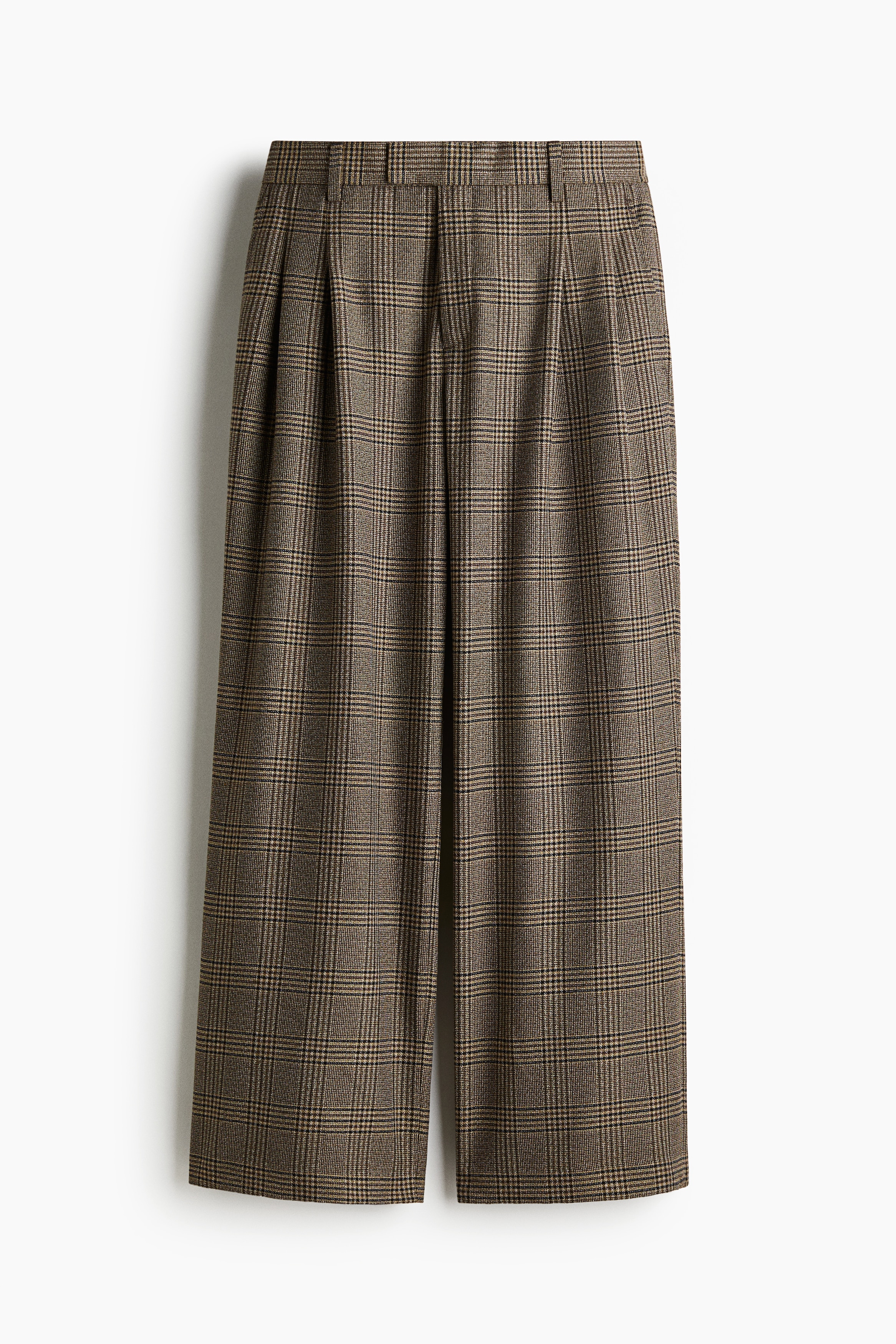 Loose Fit Trousers - Beige/Checked/Black/Dark grey