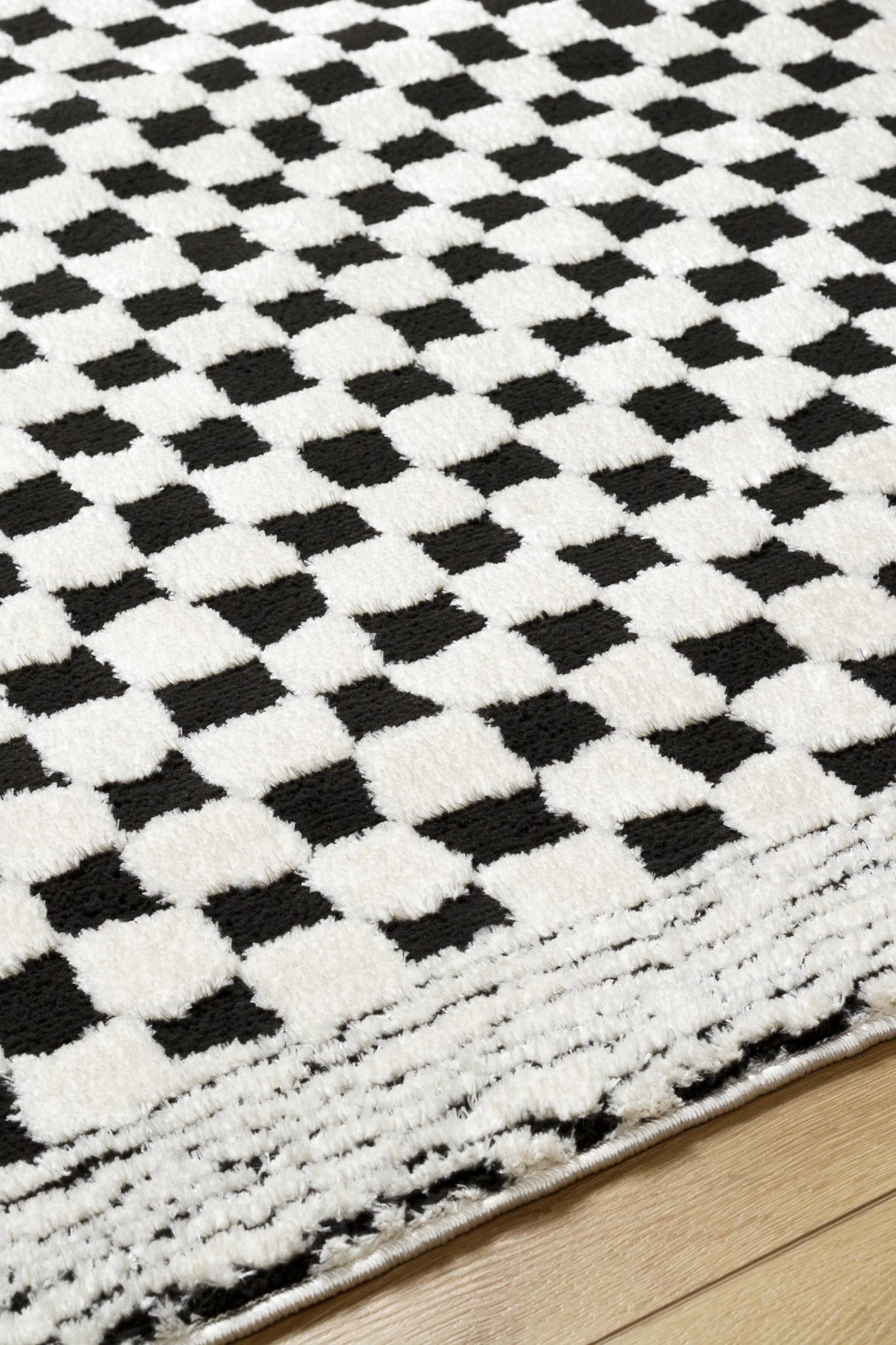 Ekta Skandi Checkered Area Rug - Ivory, Black - 6