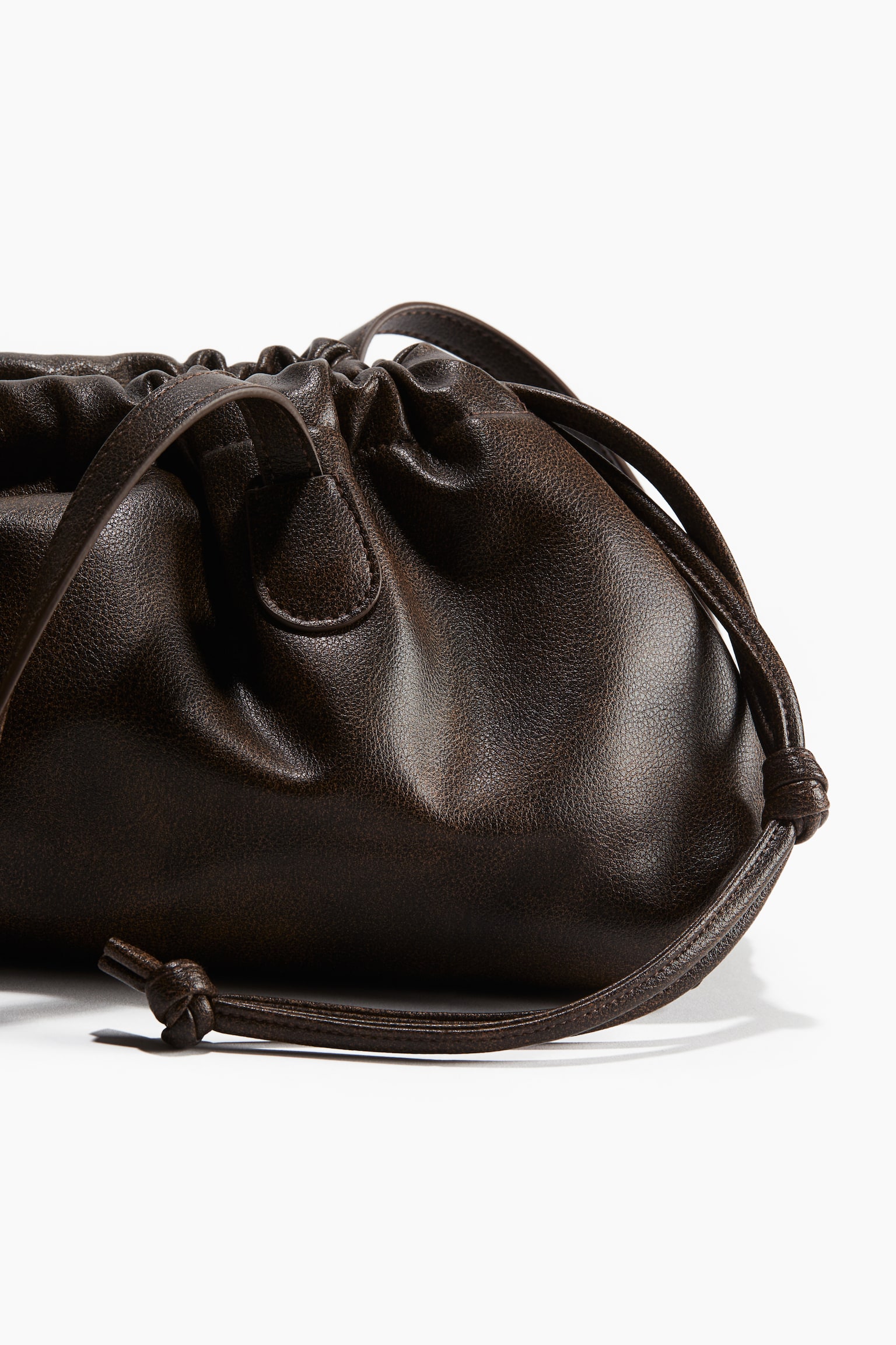 Drawstring-detail shoulder bag - Dark brown/Distressed/Black - 3