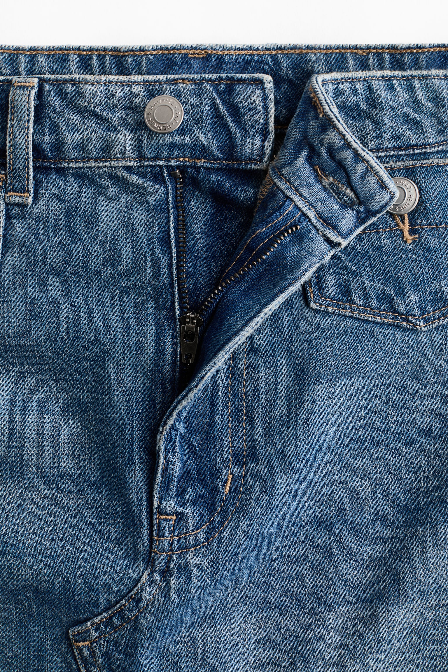 חצאית ג'ינס בגזרת איי - כחול ג'ינס - 2