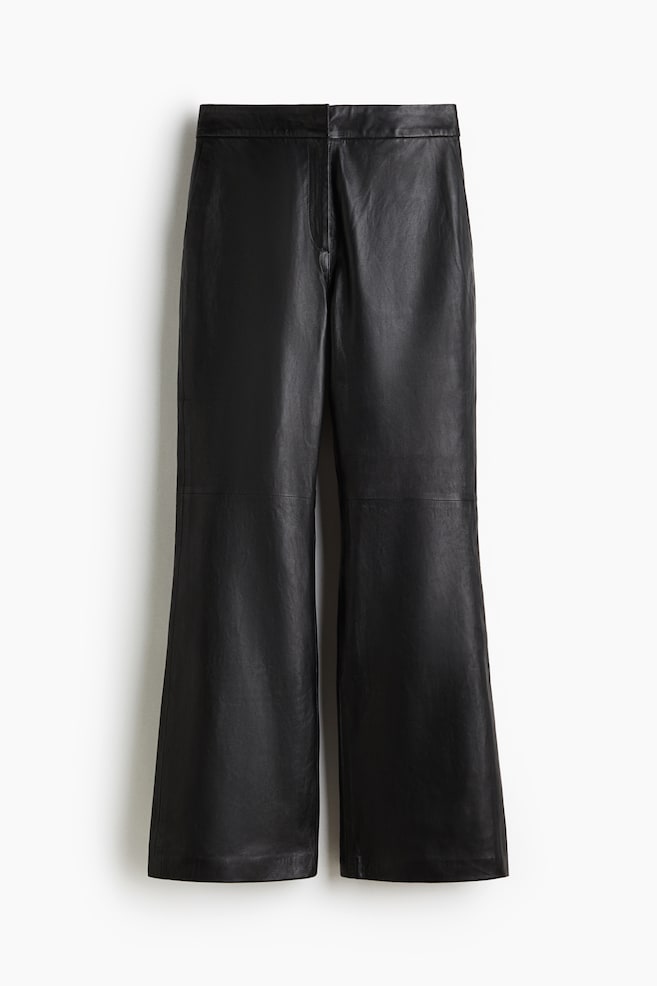 Bootcut leather trousers-Black - 1