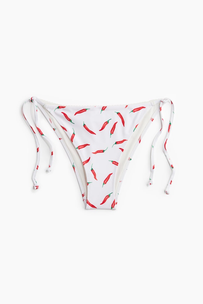 Tie Bikini Bottoms - White/chili peppers/Yellow/gingham - 1
