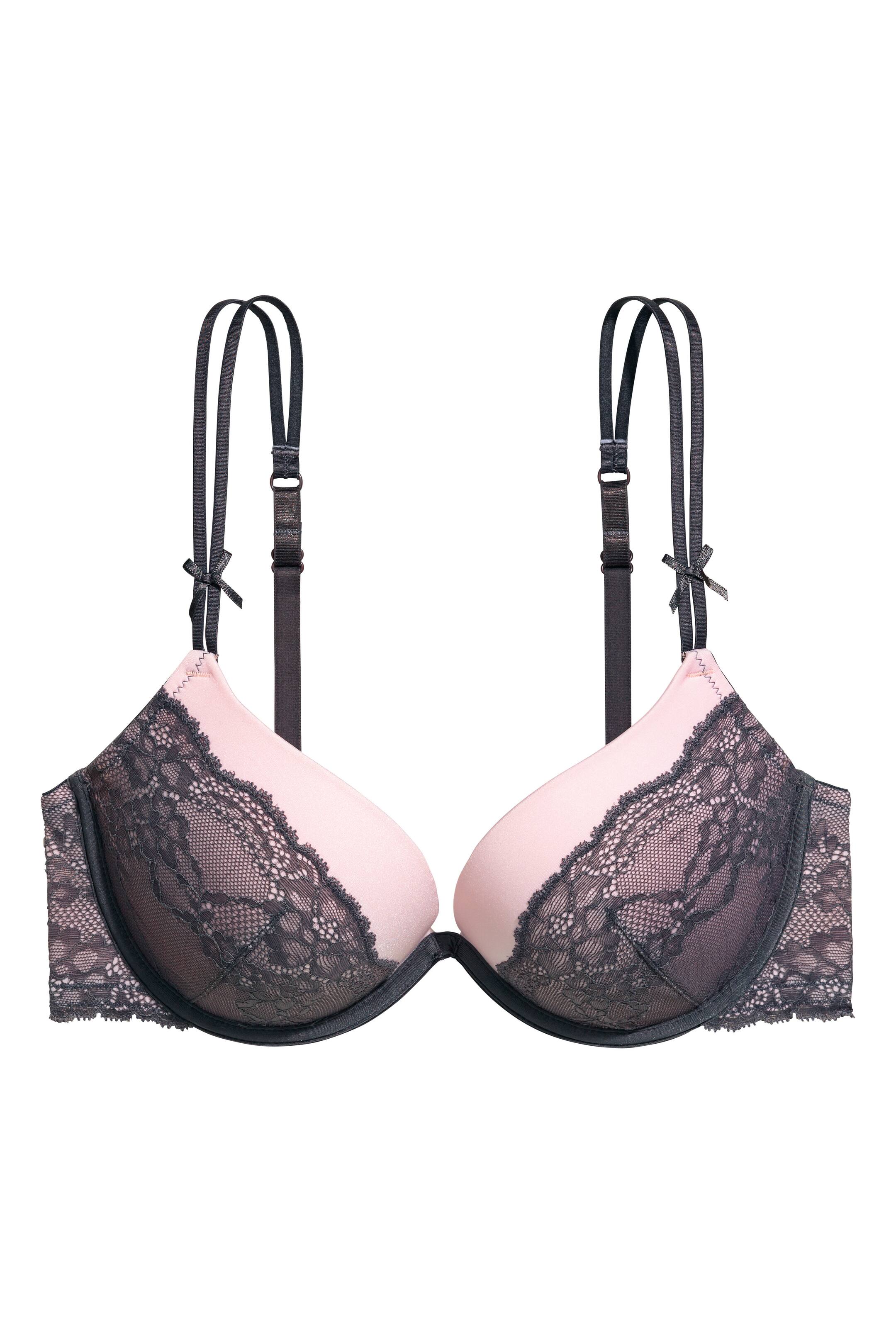 View larger image: Microfibre super push-up bra - Dark grey/Light pink - Ladies | H&M GB 1