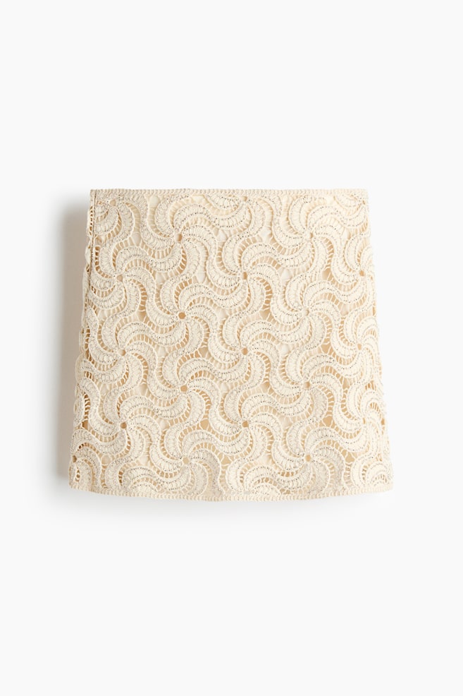 Jupe façon crochet avec perles fantaisie - Beige clair - 1