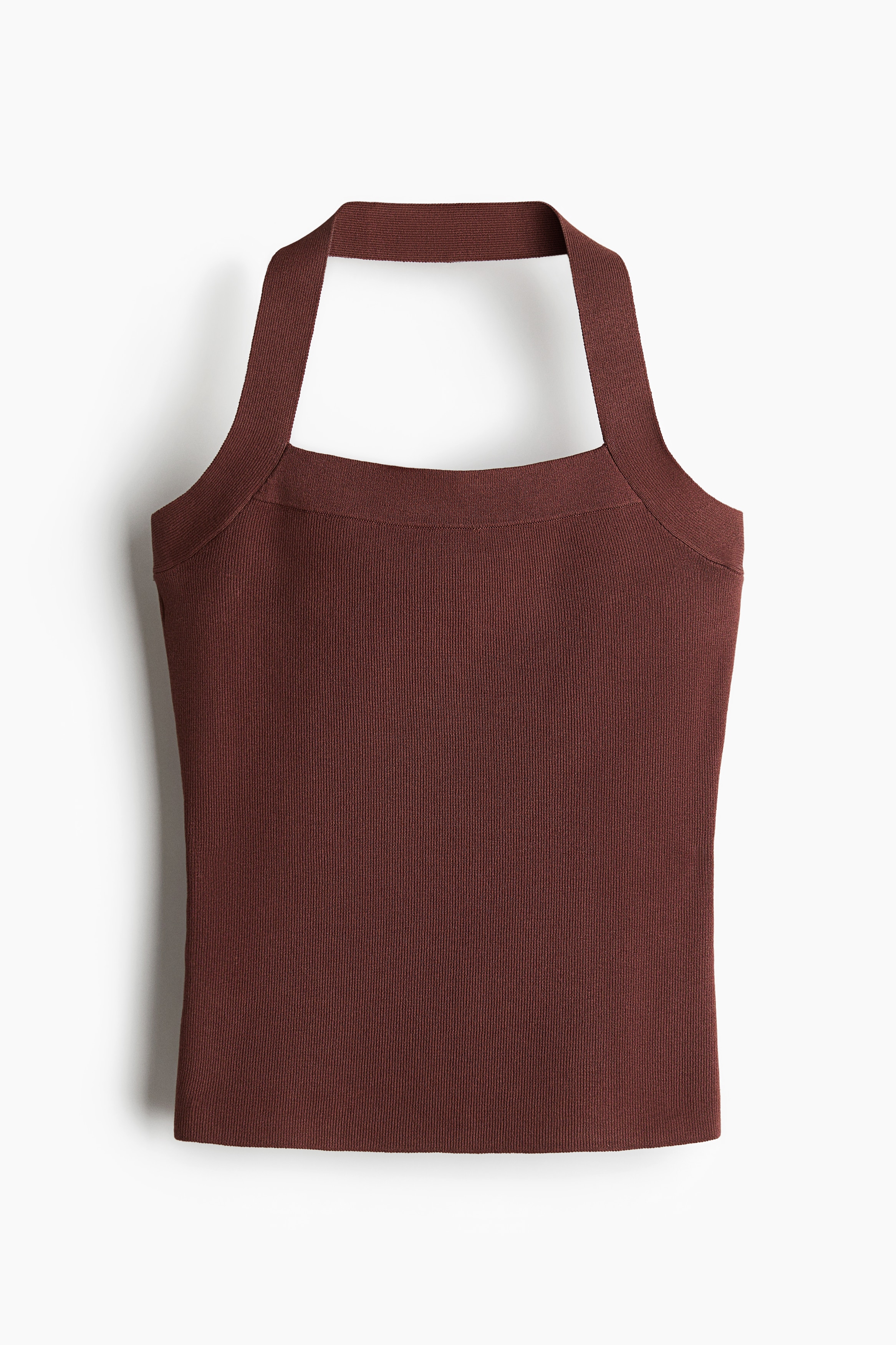Fine Knit Halterneck Top - Rust brown