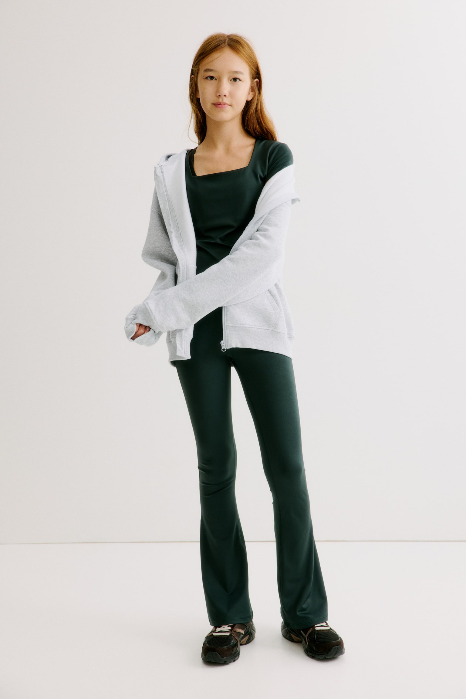 Flared sports leggings with DryMove™ - Forest green/Black/Grape/Dark blue/Pink - 3